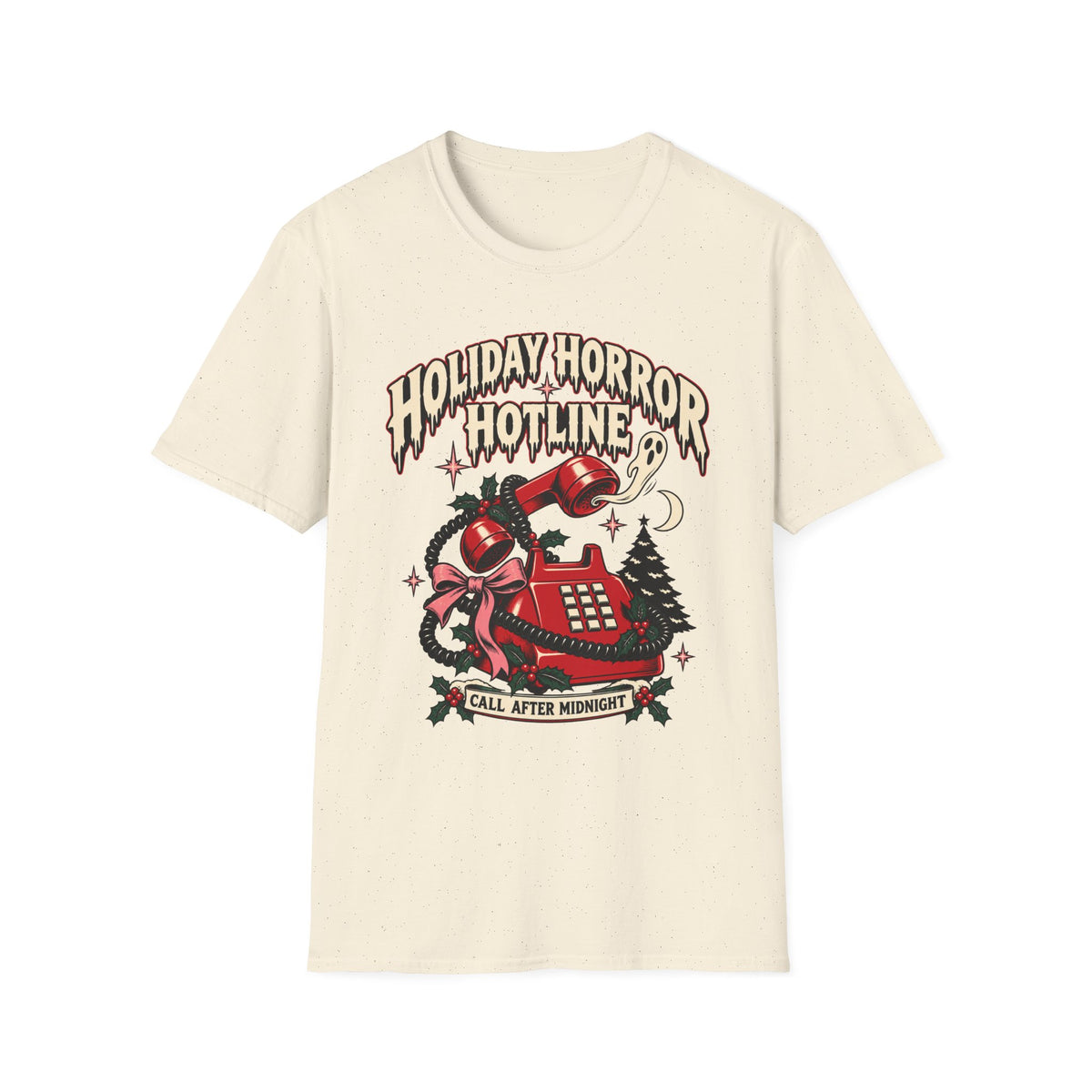 Holiday Horror Hotline T-Shirt — Call After Midnight Retro Christmas Tee - Boo Crew Boutique