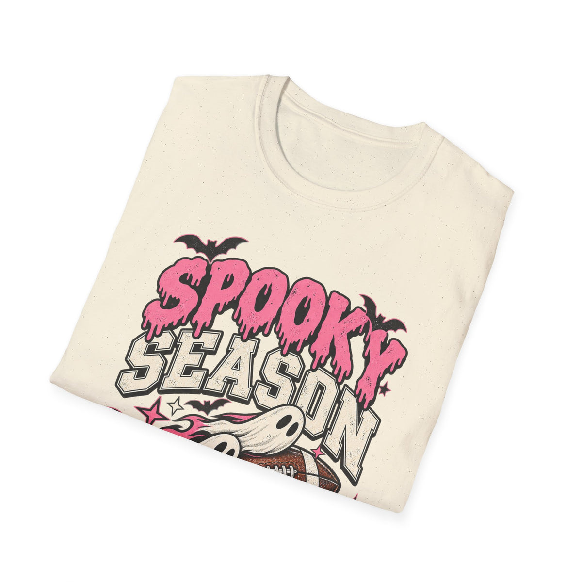Spooky Season Football Tee — Ghosts & Bats