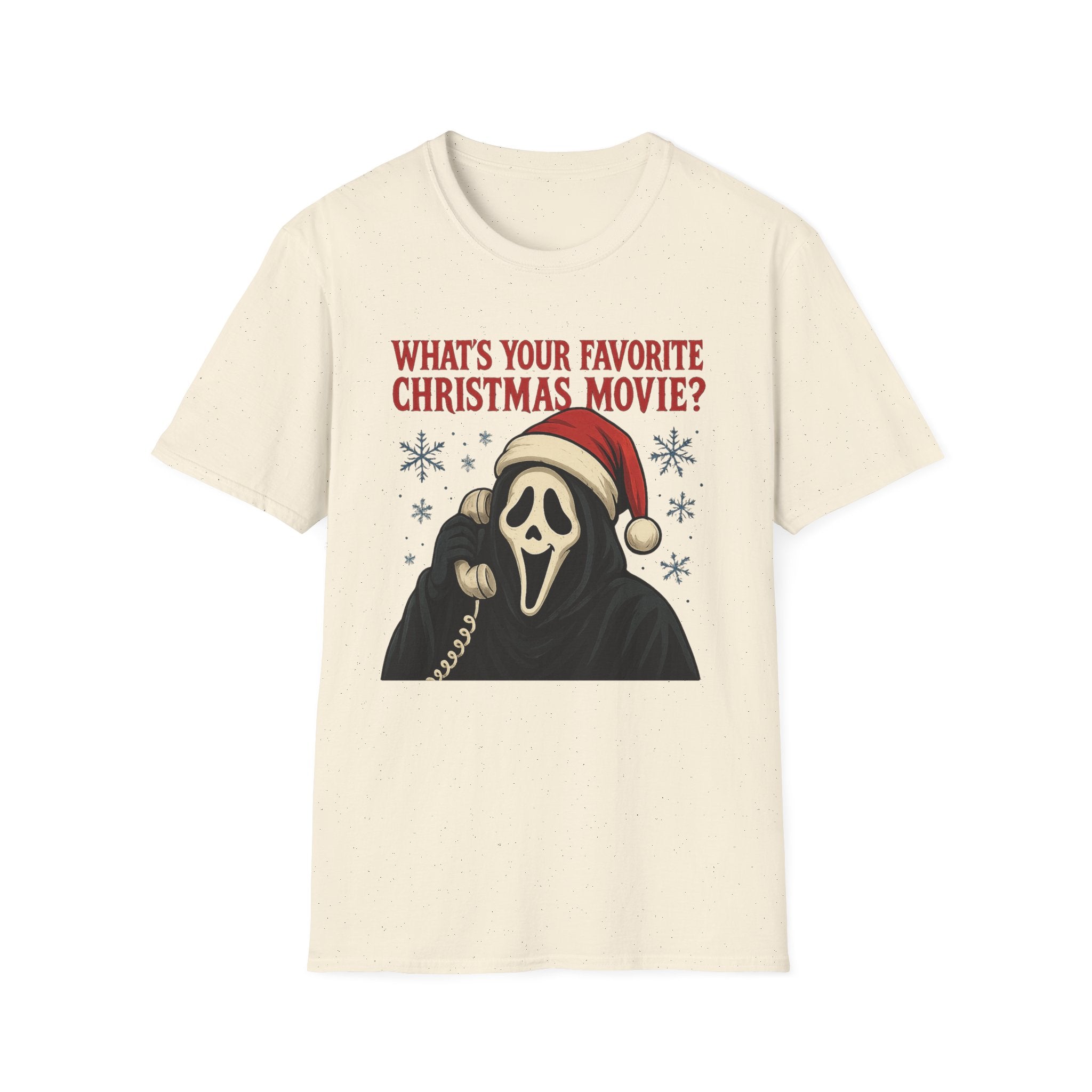 Scream Mask Christmas T-Shirt — "What's Your Favorite Christmas Movie?" Holiday Tee - Boo Crew Boutique
