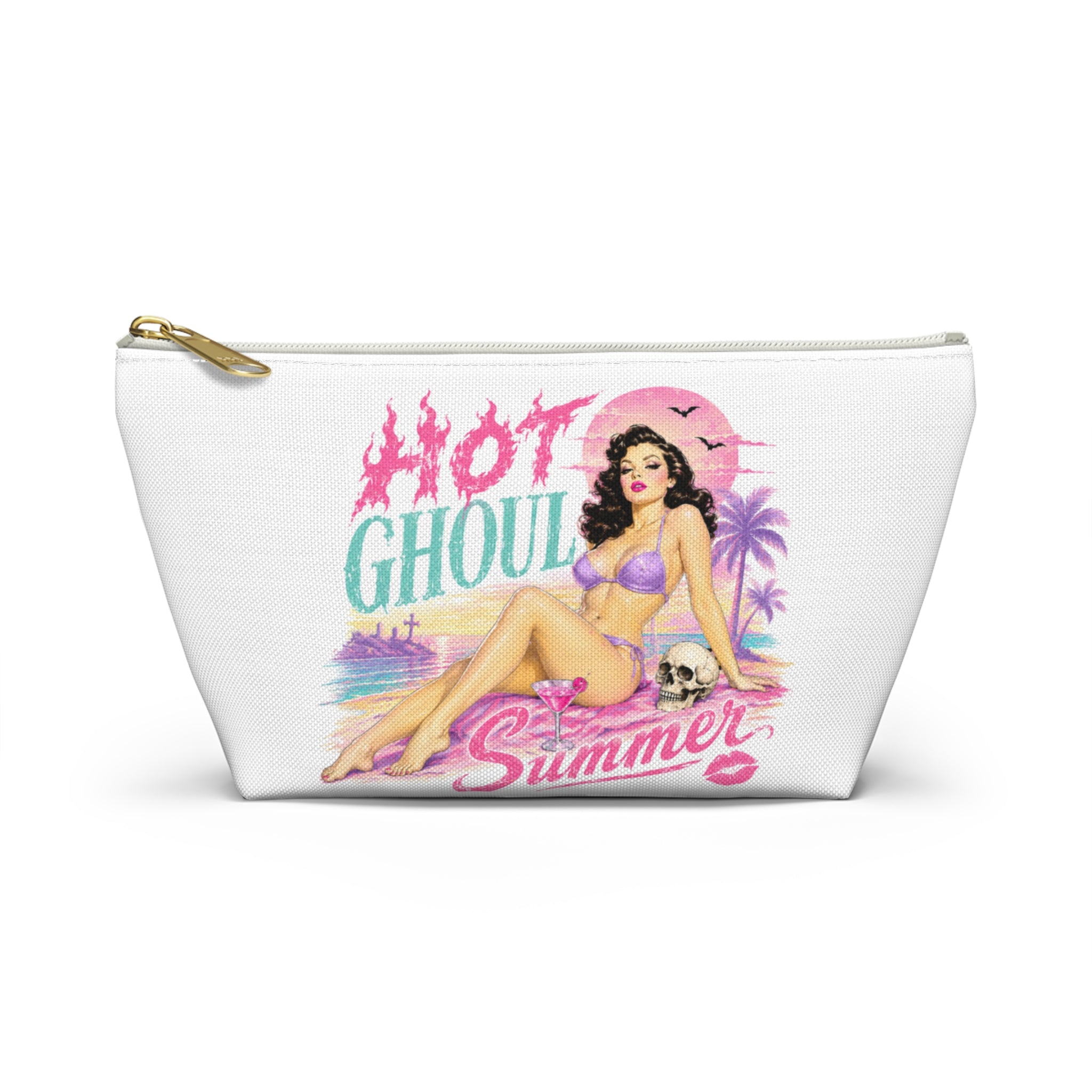 Pinup 'Hot Ghoul Summer' Accessory Pouch — Retro Beach Makeup Bag - Boo Crew Boutique