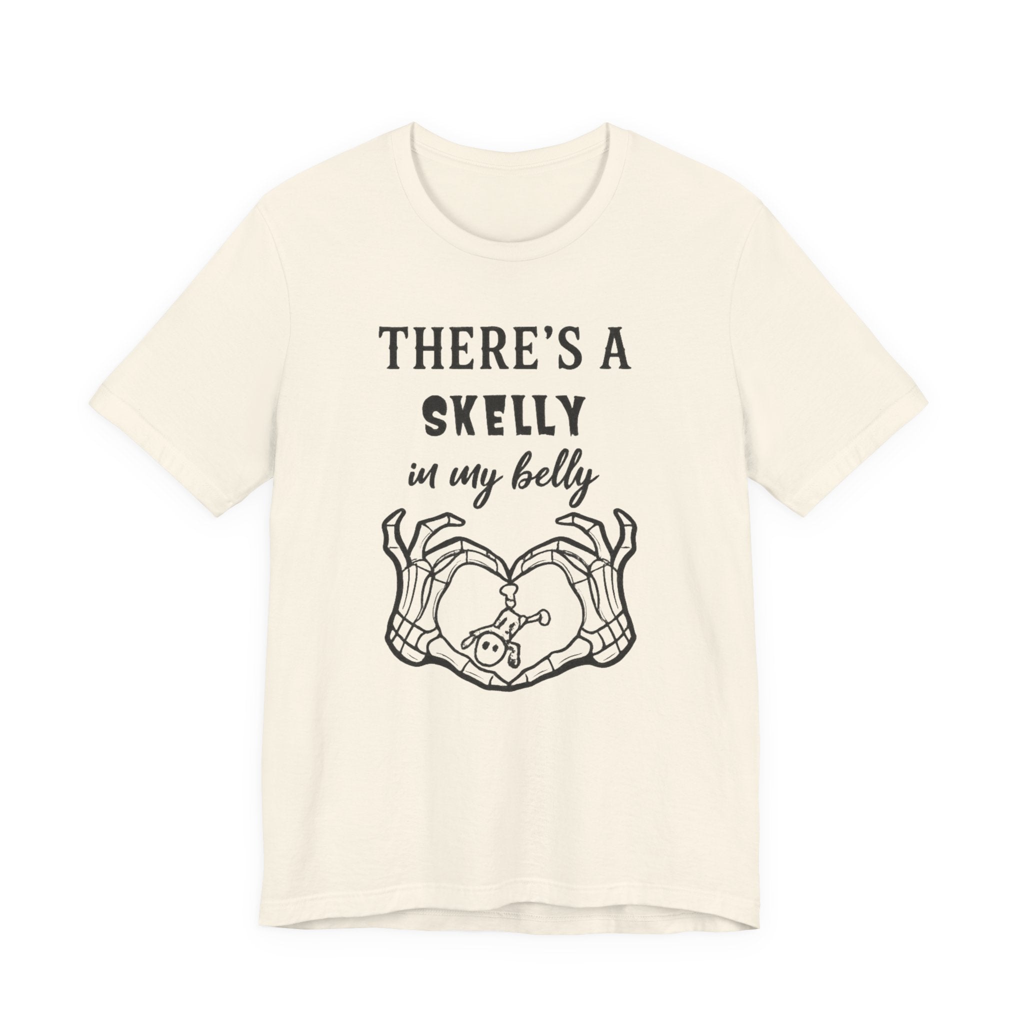 Theres a Skelly in My Belly Maternity Tee — Cute Skeleton Heart Pregnancy Shirt - Boo Crew Boutique