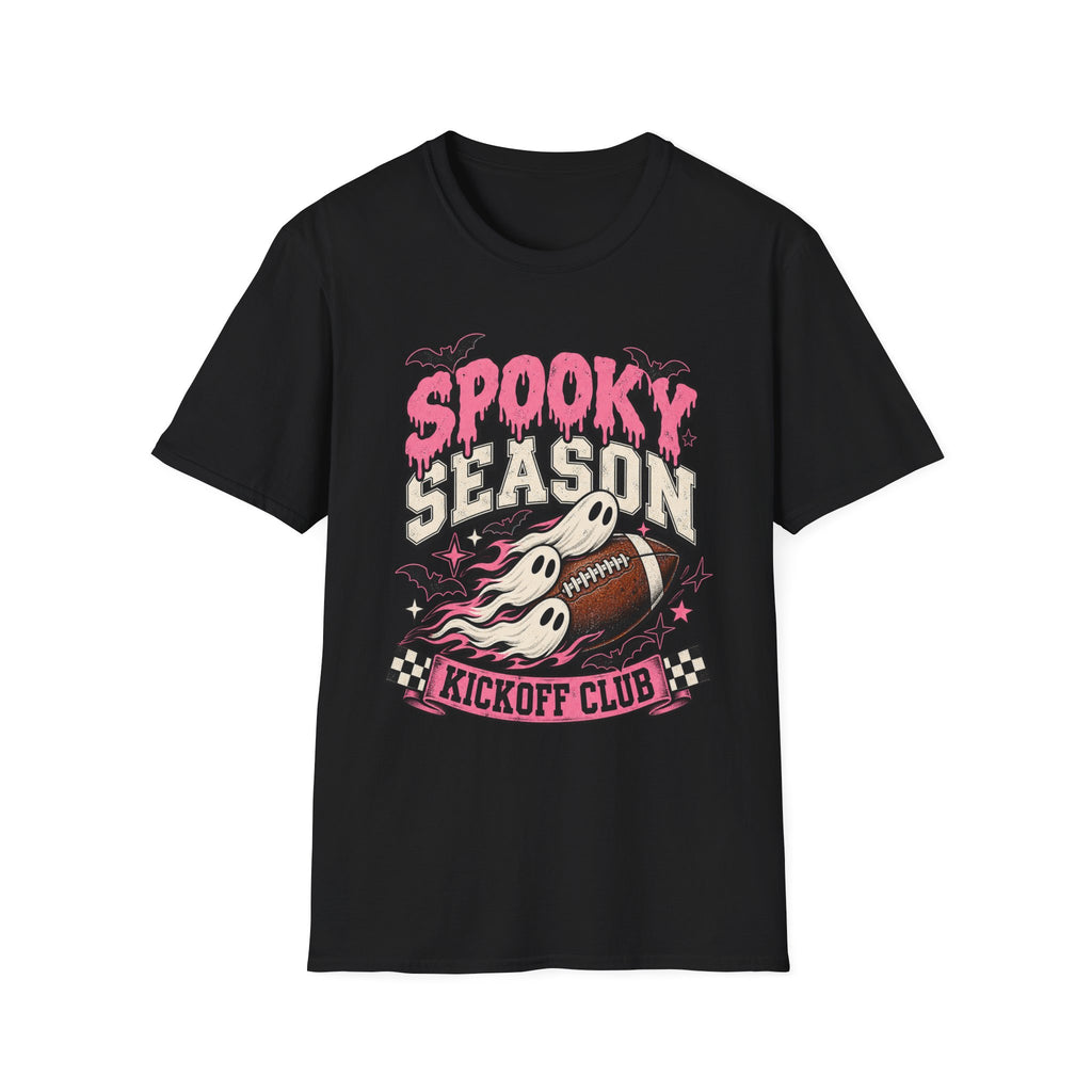 Spooky Season Football Tee — Ghosts & Bats