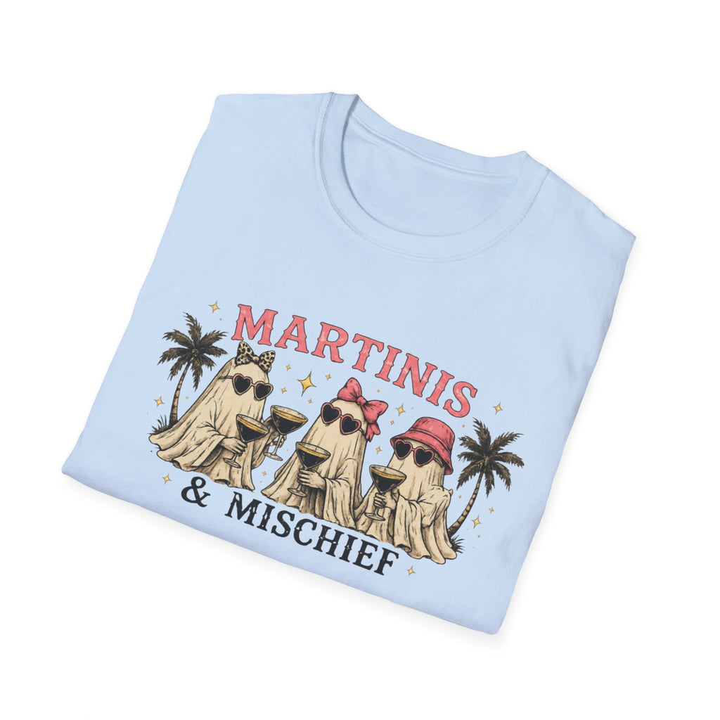 Martinis & Mischief T-Shirt — Ghost Cocktail Graphic Tee - Boo Crew Boutique
