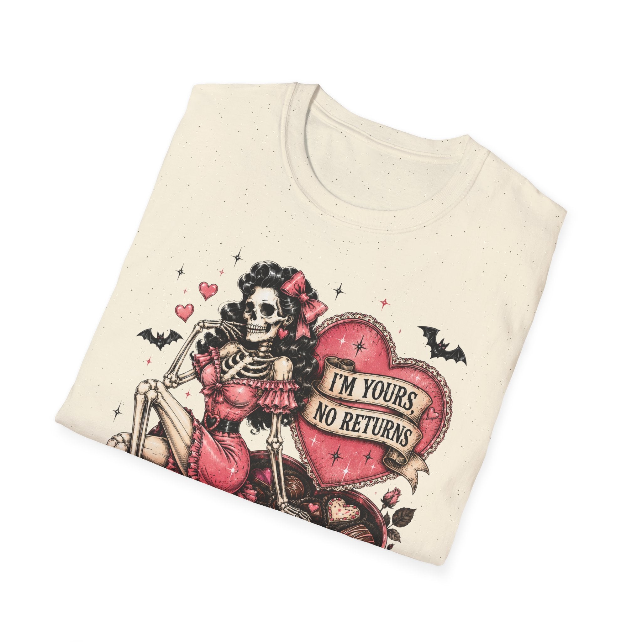 Skeleton Valentine T-Shirt — "I'm Yours, No Returns" Gothic Heart Tee - Boo Crew Boutique