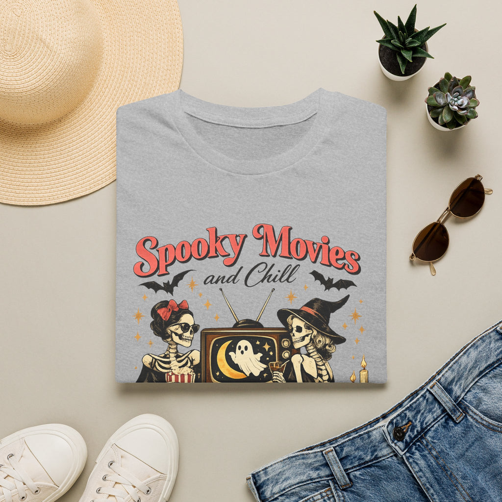 Spooky Movies and Chill T-Shirt — Halloween Skeleton Girls Graphic Tee - Boo Crew Boutique