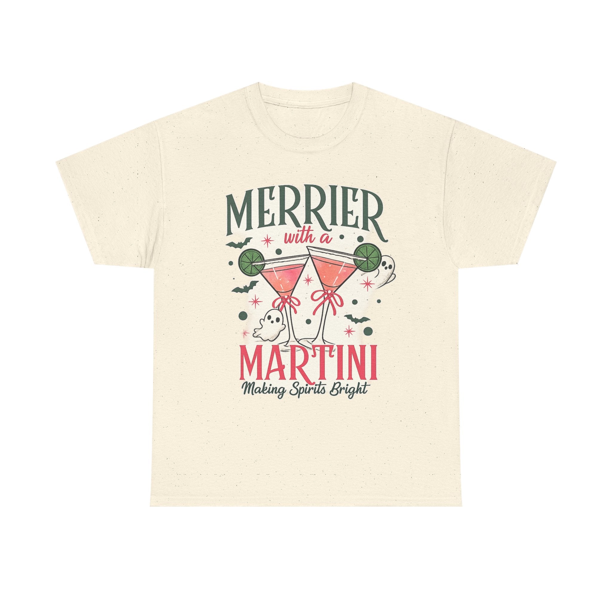 Merrier With a Martini T-Shirt | Spooky Christmas Cocktail Tee - Boo Crew Boutique