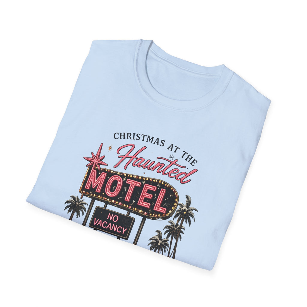 Christmas at the Haunted Motel T-Shirt — Vintage Neon Holiday Tee