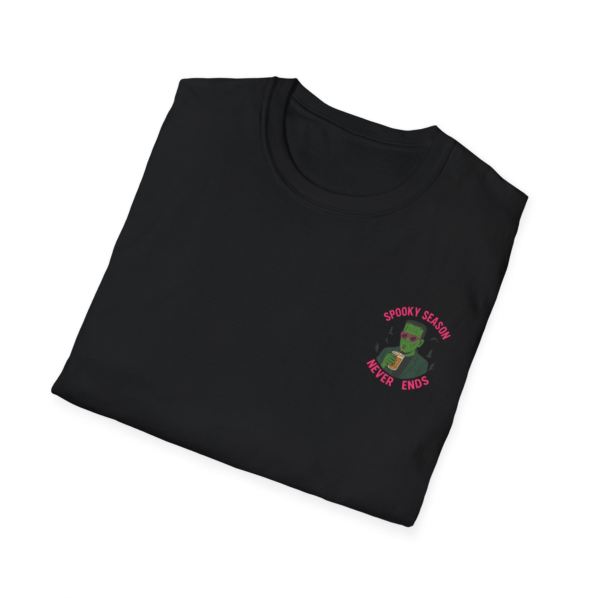 Spooky Season Never Ends T-Shirt — Retro Frankenstein Halloween Graphic Tee - Boo Crew Boutique