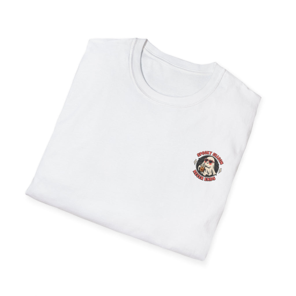 Spooky Season Never Ends T-Shirt — Retro Ghost Halloween Graphic Tee - Boo Crew Boutique