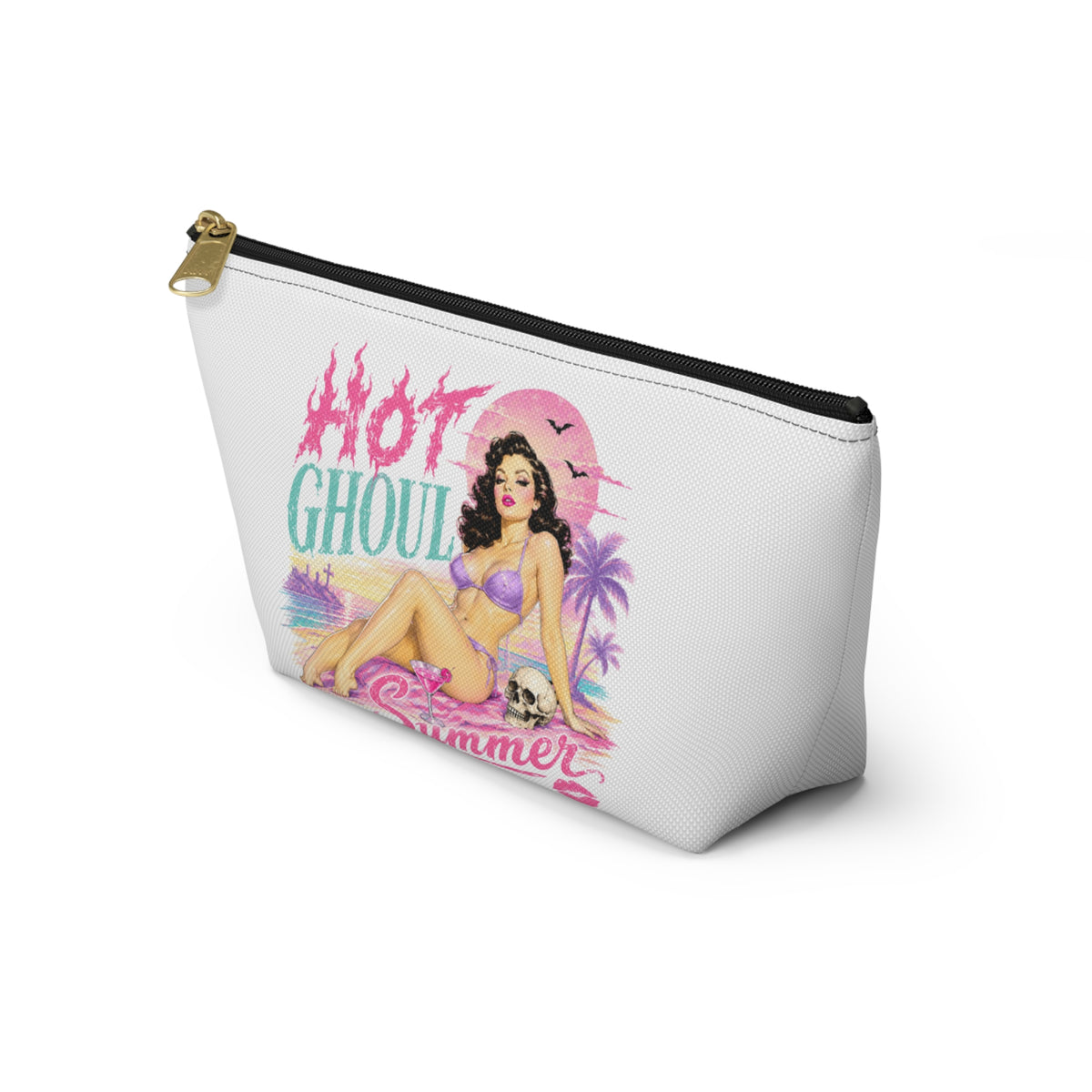 Pinup 'Hot Ghoul Summer' Accessory Pouch — Retro Beach Makeup Bag - Boo Crew Boutique