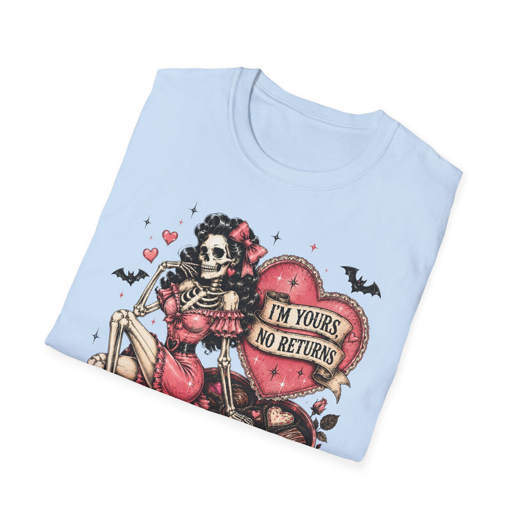 Skeleton Valentine T-Shirt — "I'm Yours, No Returns" Gothic Heart Tee - Boo Crew Boutique