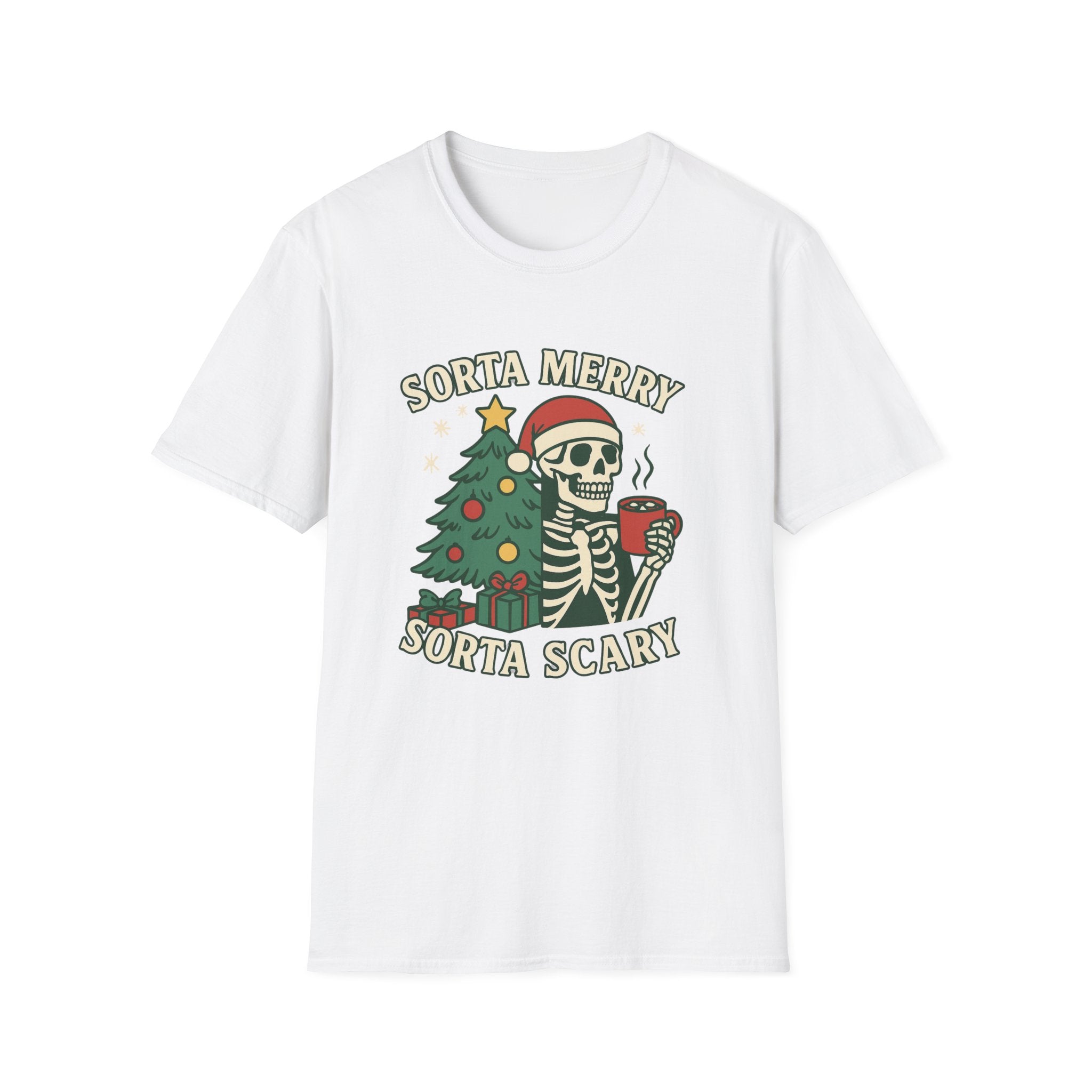 Sorta Merry, Sorta Scary Christmas T-Shirt — Skeleton Holiday Tee - Boo Crew Boutique