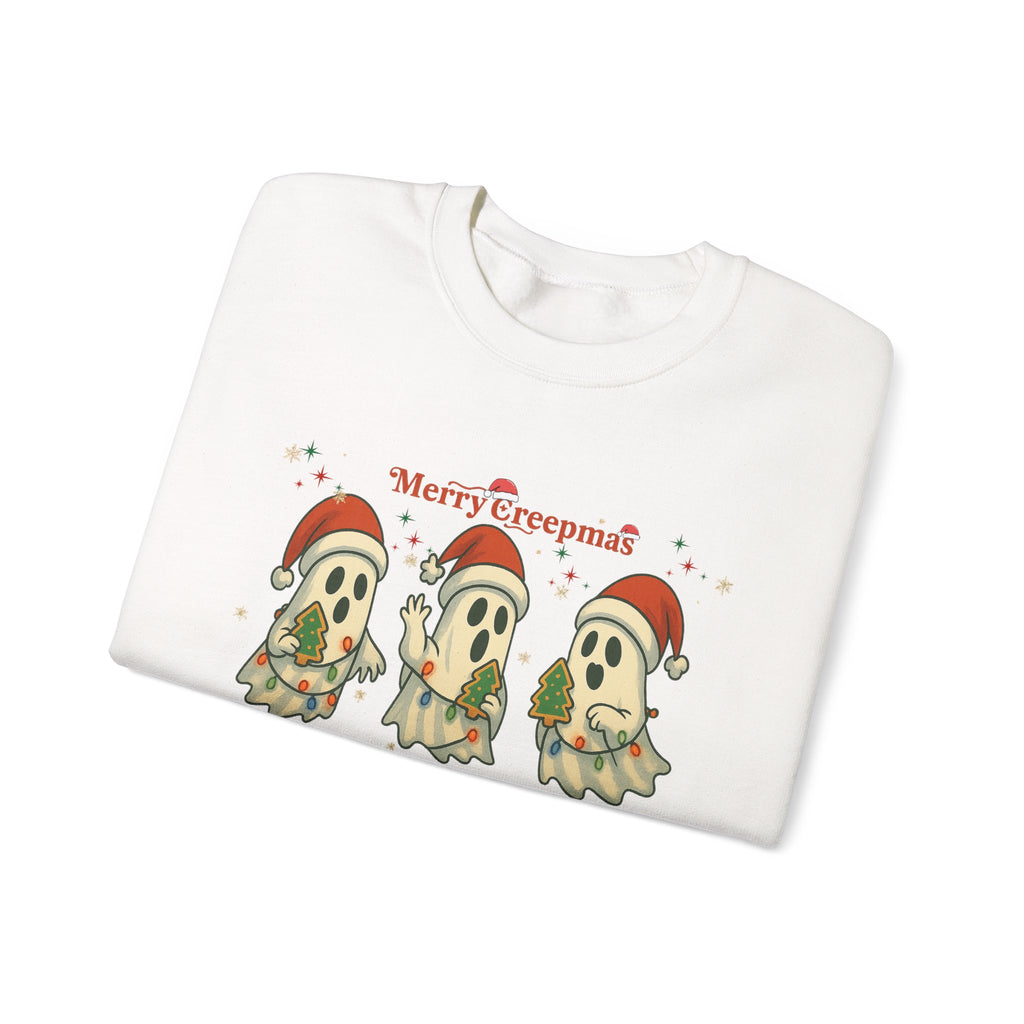 Merry Creepmas ghost trio Crewneck Sweatshirt | Christmas spooky holiday