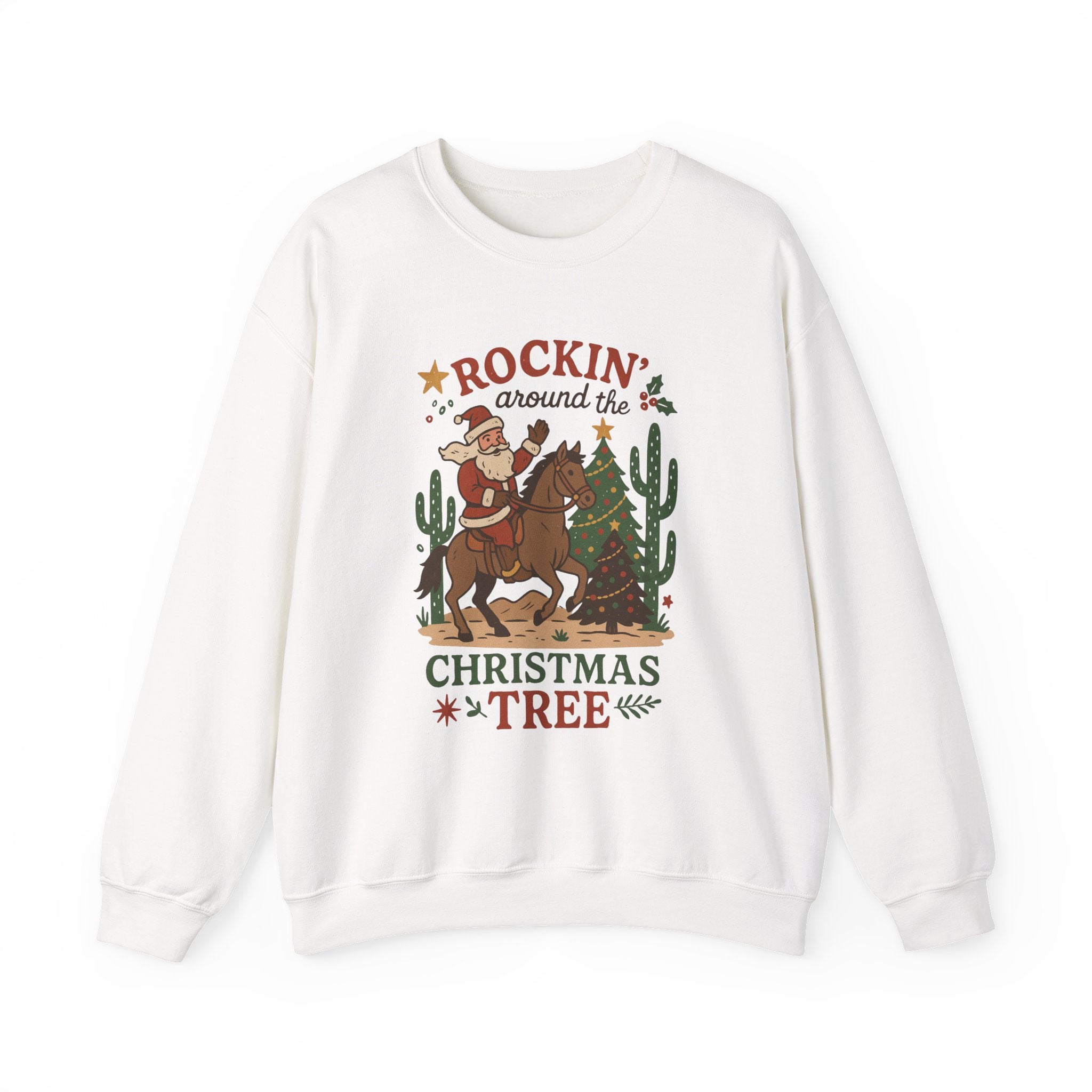 Western Cowboy Santa Christmas Sweatshirt, Unisex Crewneck Jumper, Holiday Festival Pullover, Country Music Xmas Top, Xmas Cowgirl Attire