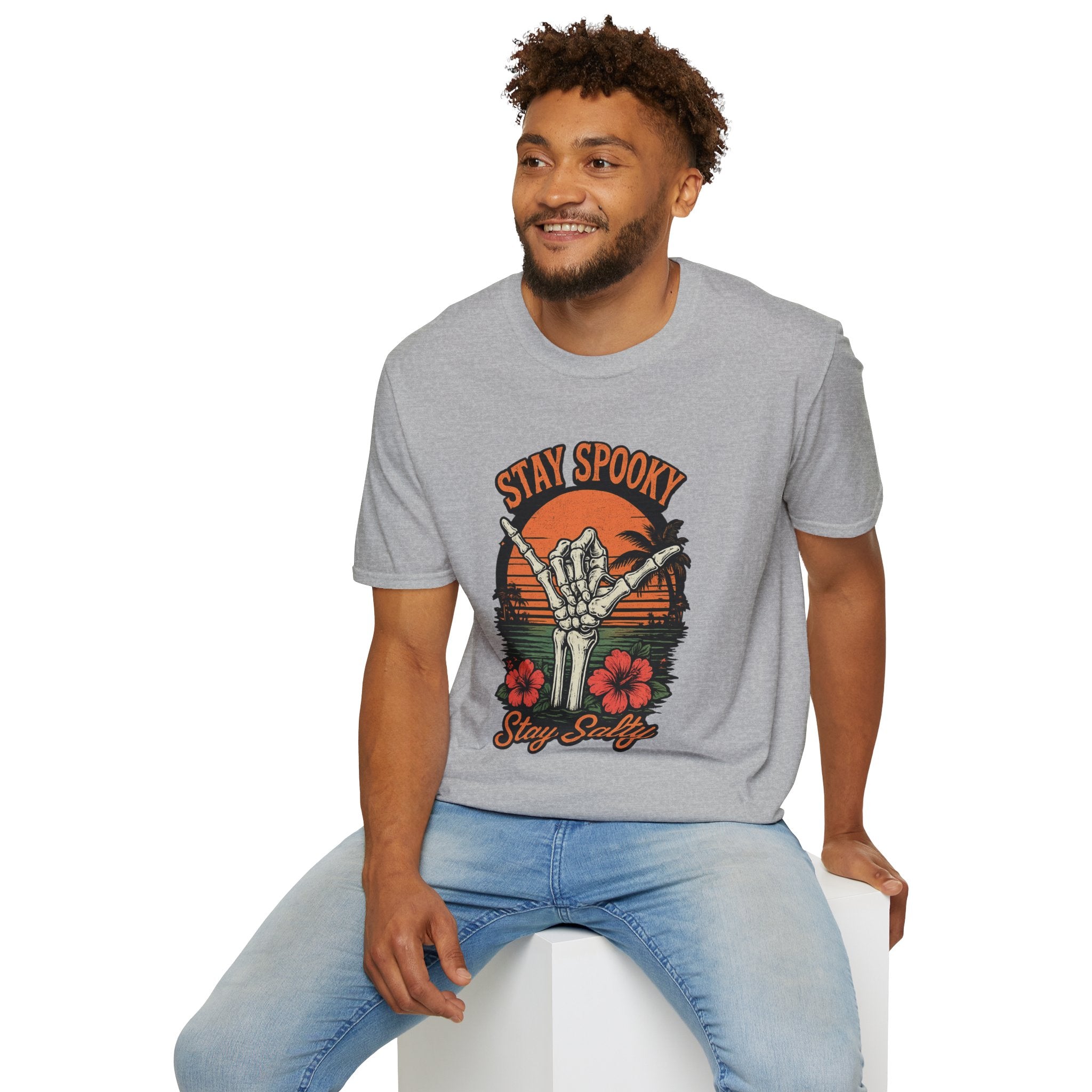 Stay Spooky Stay Salty T-Shirt — Skeleton Hand Beach Vibes Halloween Tee - Boo Crew Boutique