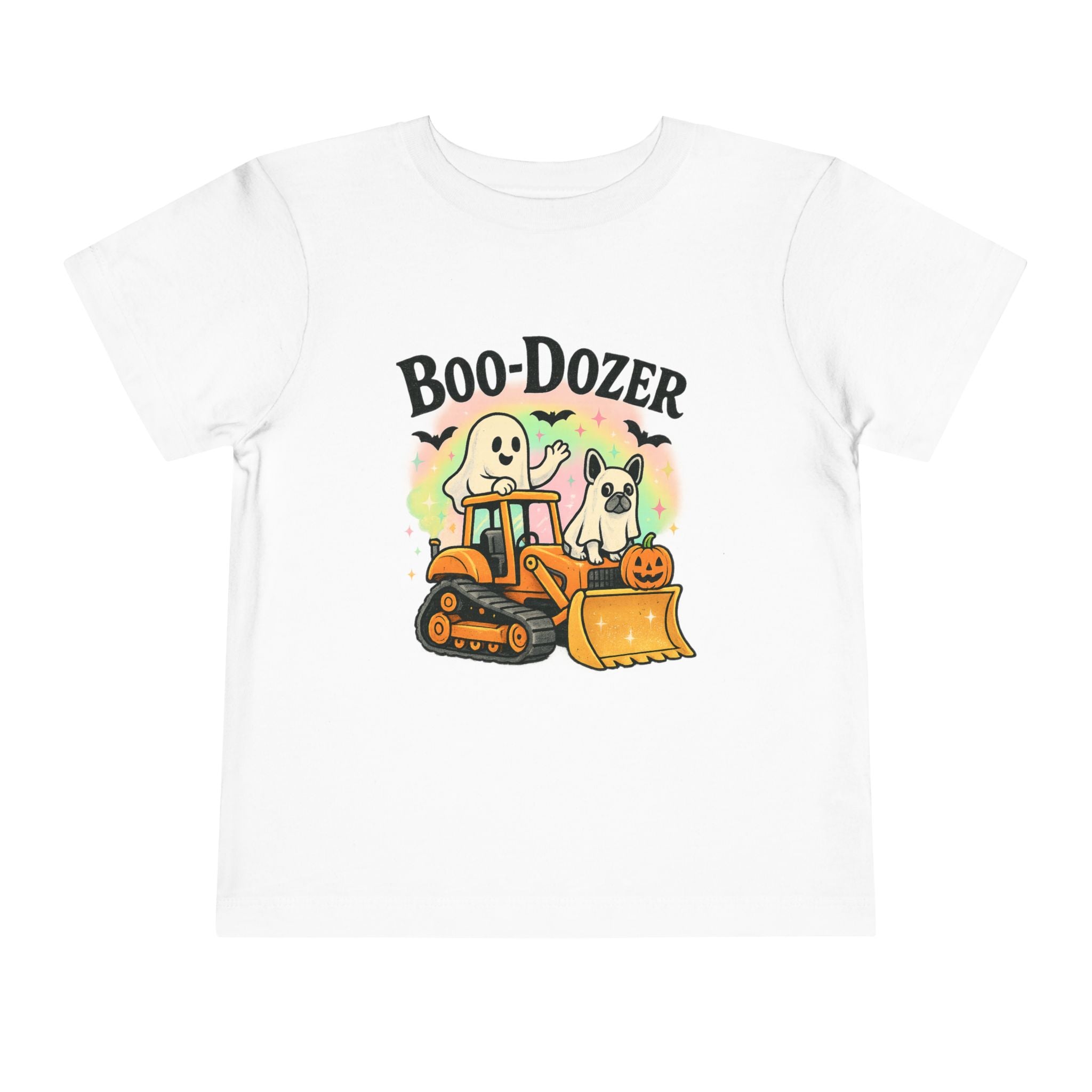 Boo-Dozer Halloween Toddler Tee, Cute Ghosts & Tractor Shirt, Kids Halloween Costume Top, Spooky Fun Apparel, Toddler Gift