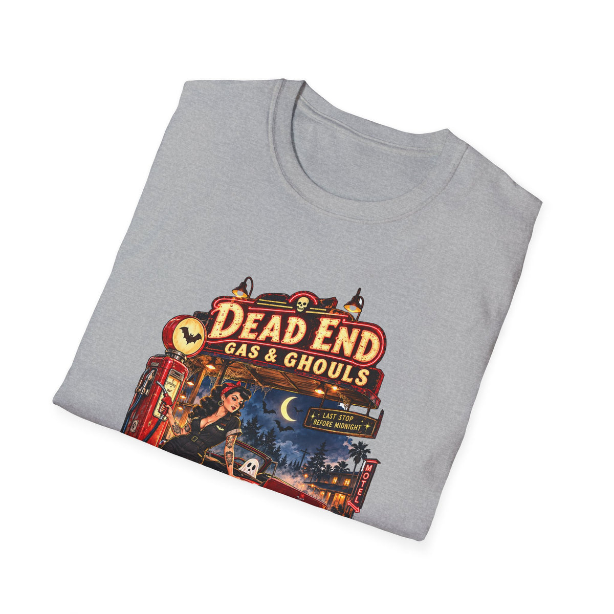 Dead End Gas & Ghouls Vintage Car Halloween T-Shirt - Boo Crew Boutique