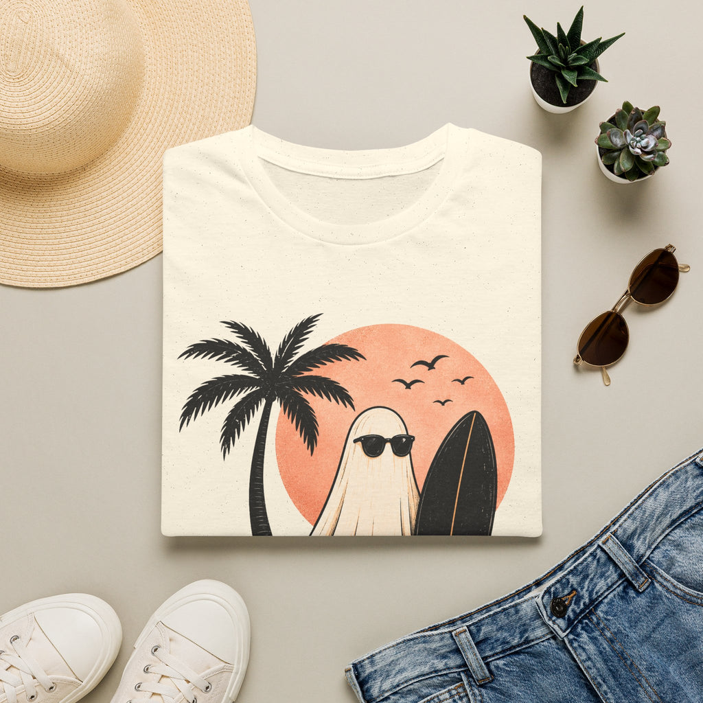 Ghost Surf T-Shirt — "Salty & Spooky" Beach Graphic Tee - Boo Crew Boutique