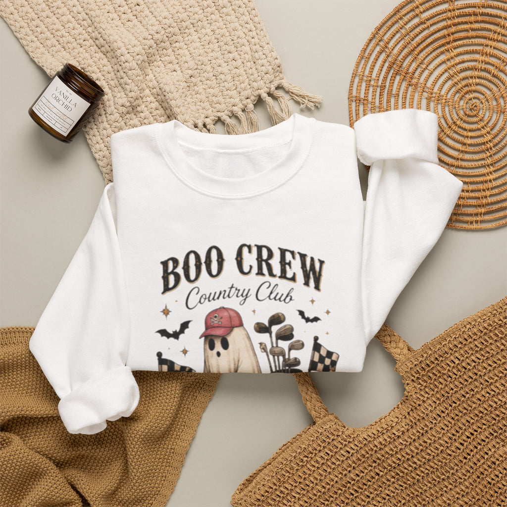 Boo Crew Country Club Crewneck Sweatshirt — Halloween Ghost Golf