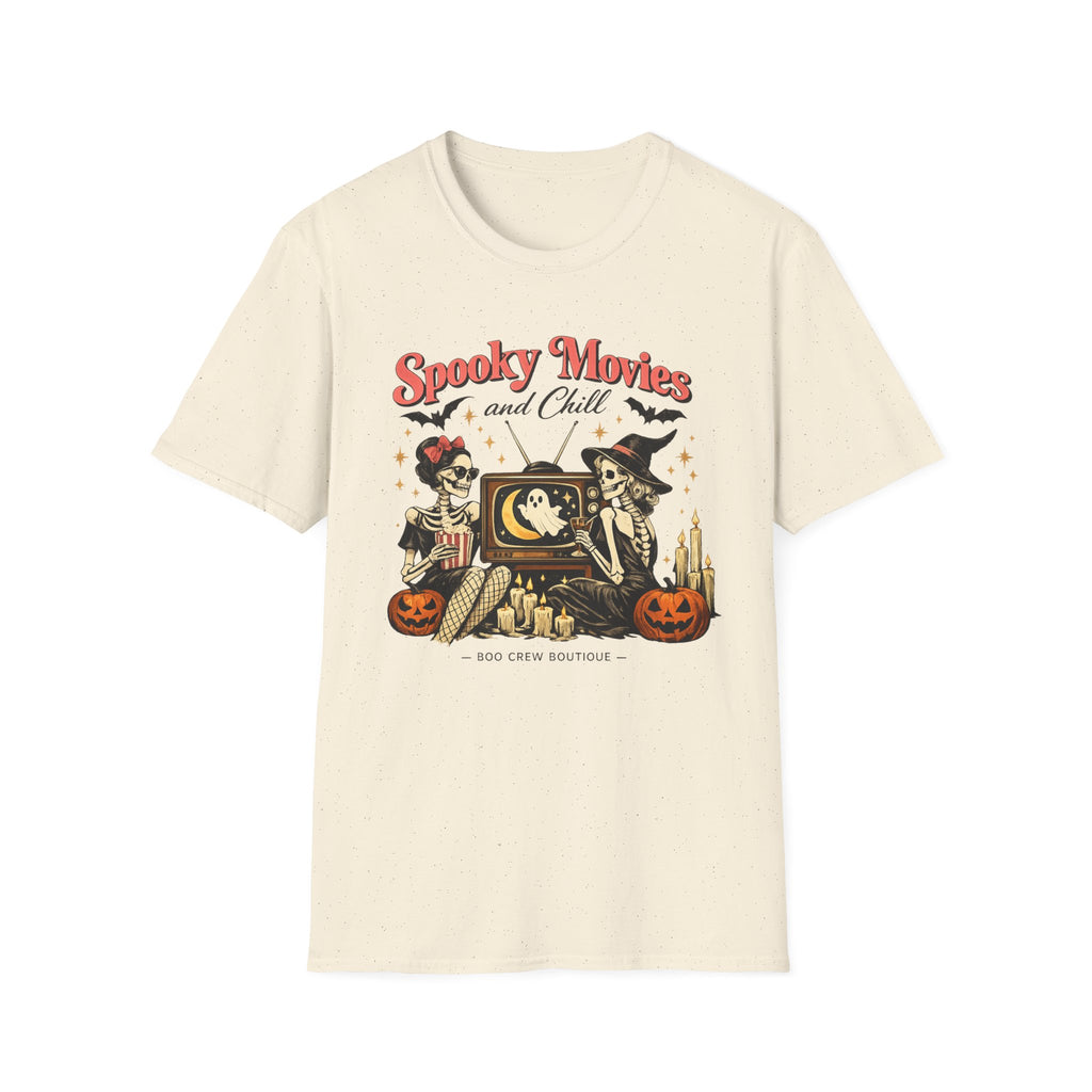 Spooky Movies and Chill T-Shirt — Halloween Skeleton Girls Graphic Tee - Boo Crew Boutique