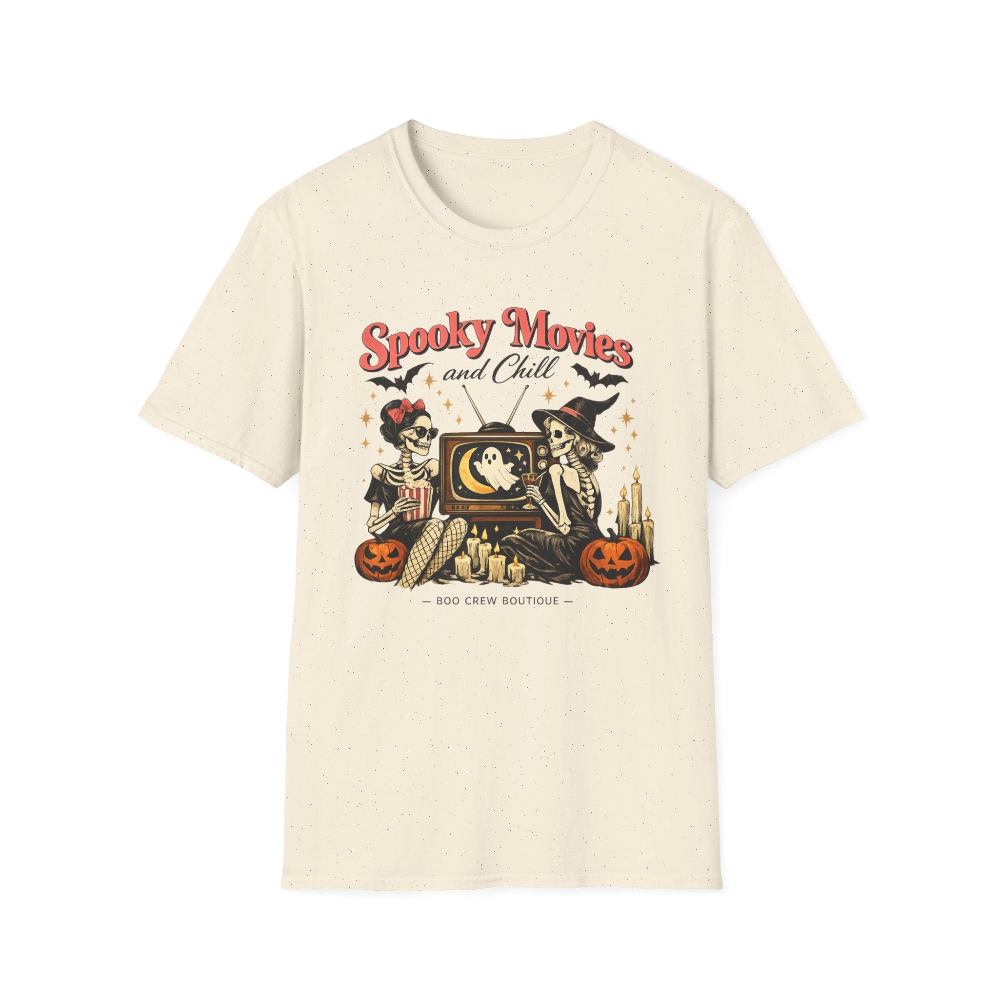 Spooky Movies and Chill T-Shirt — Halloween Skeleton Girls Graphic Tee - Boo Crew Boutique