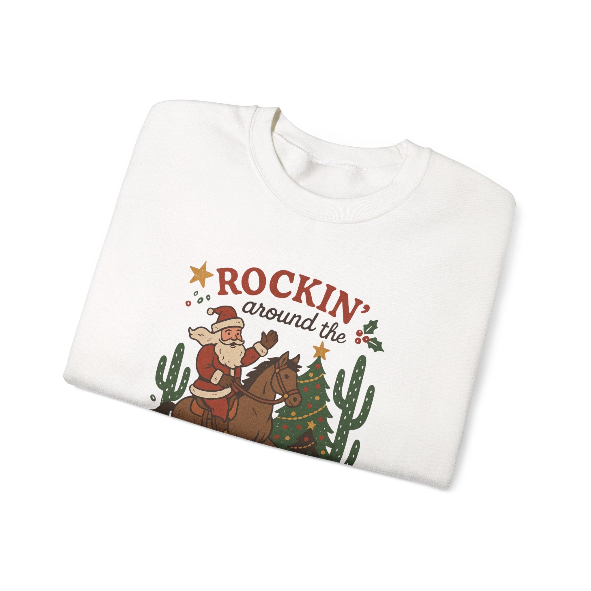 Western Cowboy Santa Christmas Sweatshirt, Unisex Crewneck Jumper, Holiday Festival Pullover, Country Music Xmas Top, Xmas Cowgirl Attire
