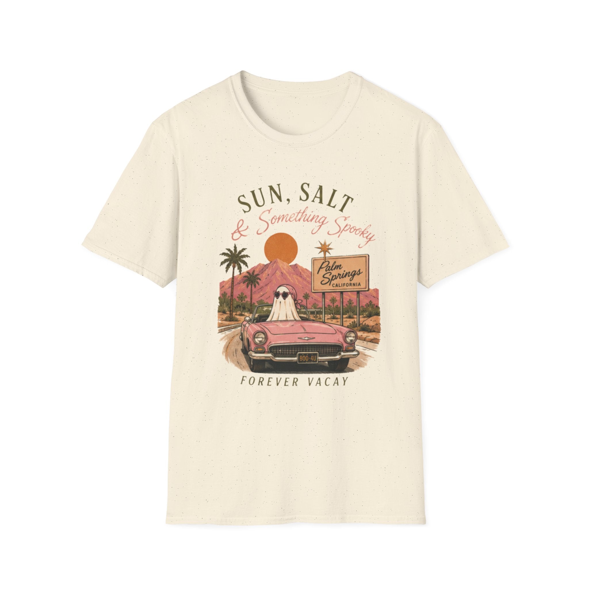Sun, Salt & Something Spooky T-Shirt — Palm Springs Retro Sunset Tee - Boo Crew Boutique