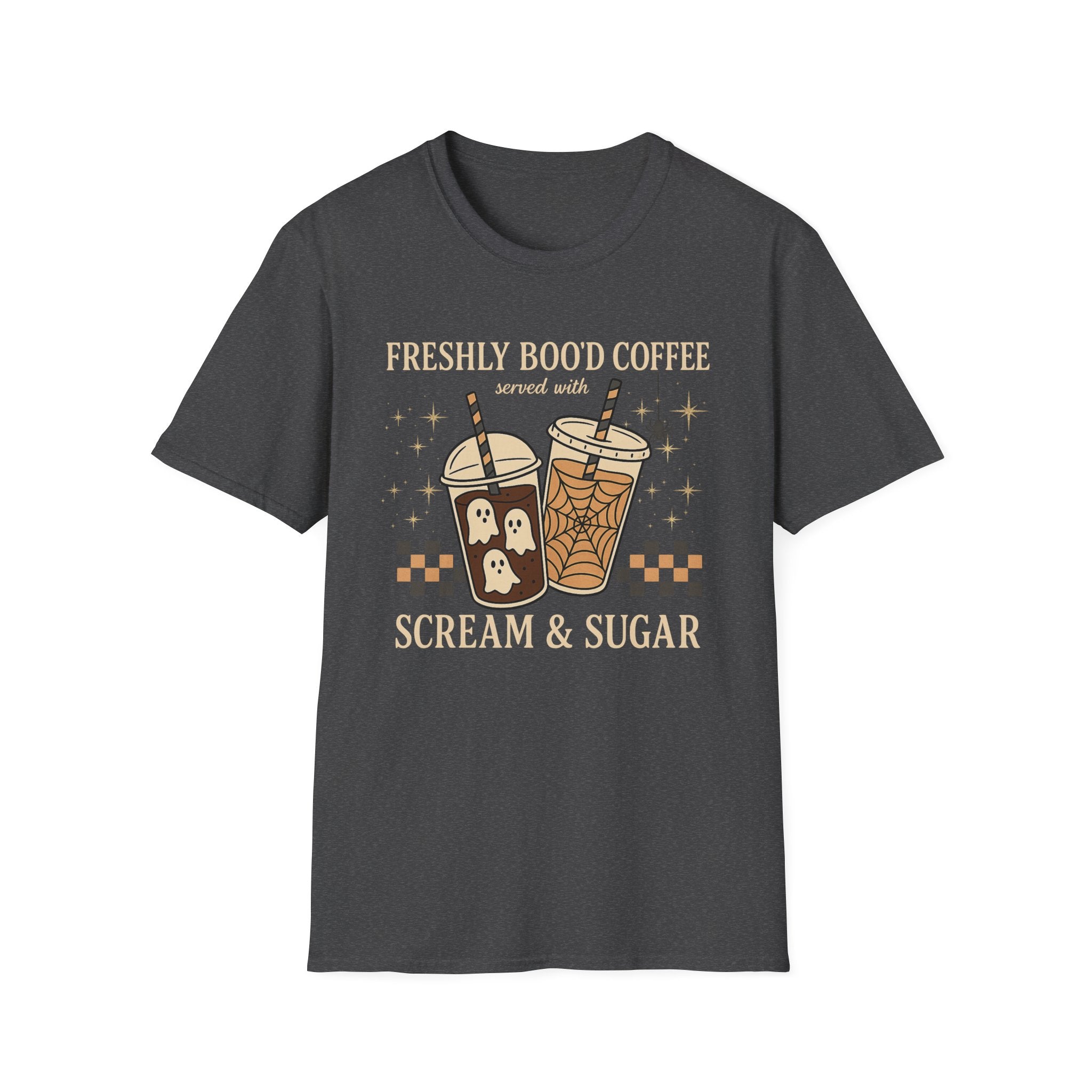 Coffee Drinks T-Shirt — "Freshly Booot Coffee: Scream & Sugar" Cute Spooky Boba Graphic Tee - Boo Crew Boutique