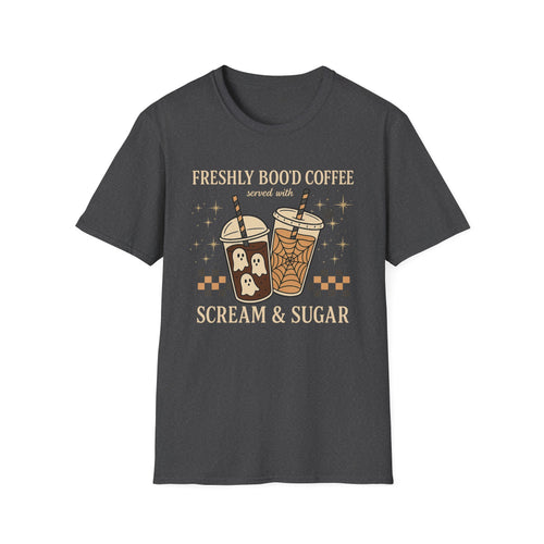 Coffee Drinks T-Shirt — "Freshly Booot Coffee: Scream & Sugar" Cute Spooky Boba Graphic Tee - Boo Crew Boutique