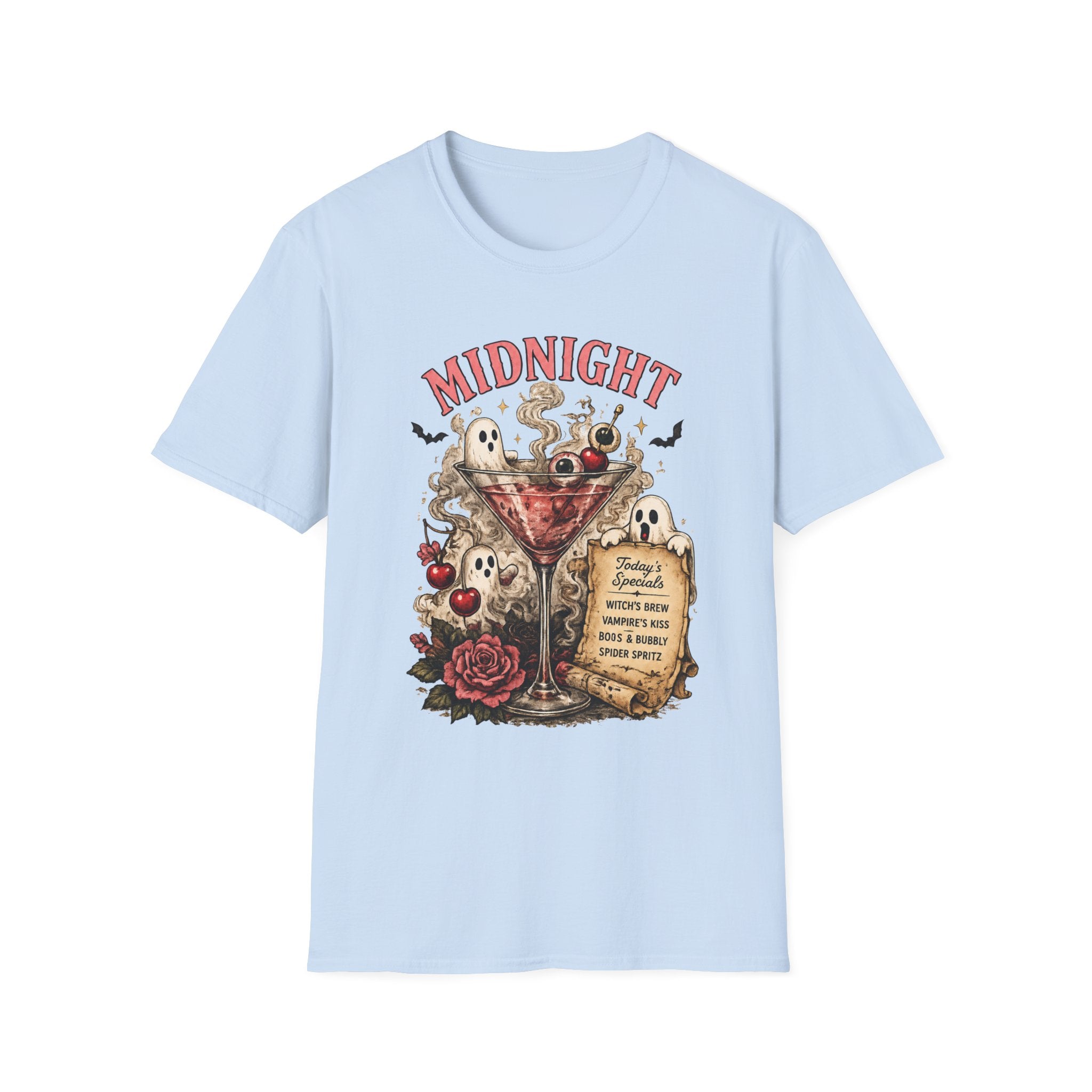 Midnight Spirits T-Shirt — Halloween Ghost Cocktail Graphic Tee - Boo Crew Boutique
