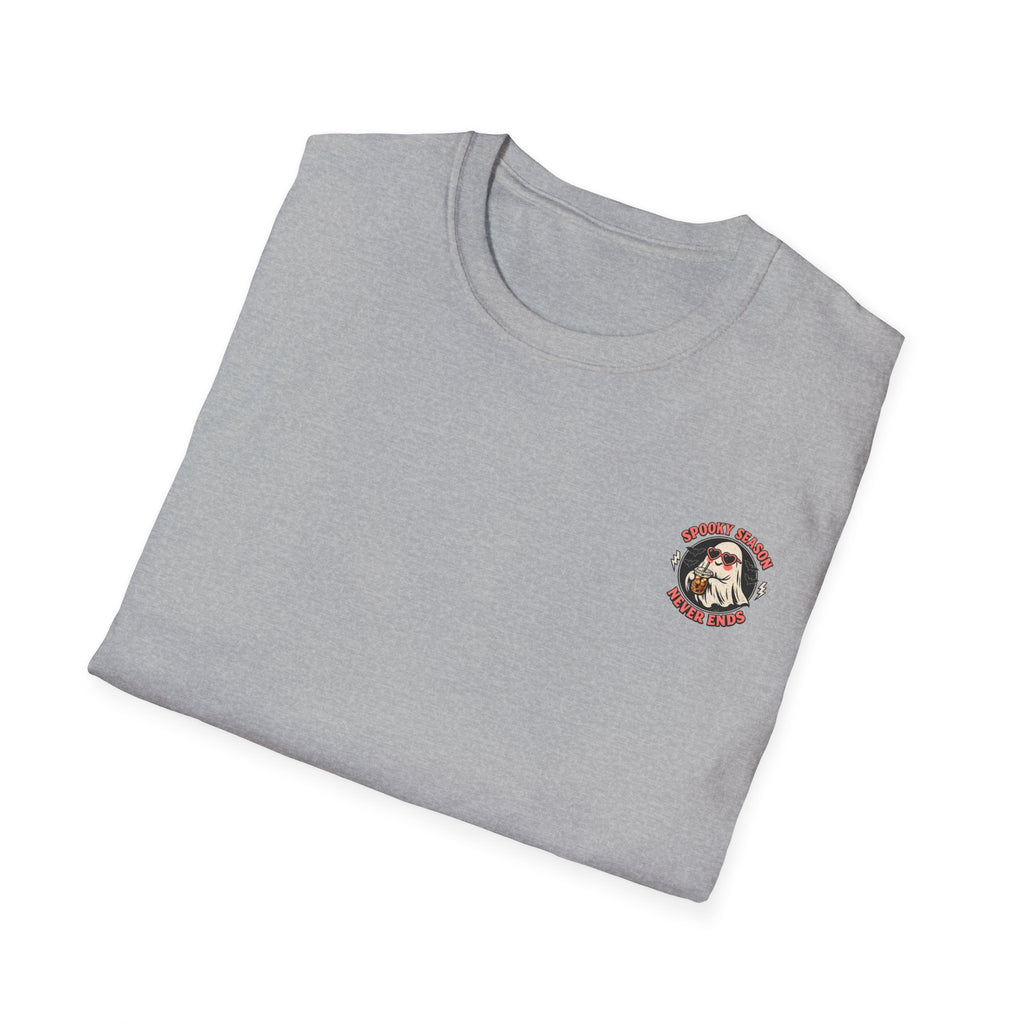 Spooky Season Never Ends T-Shirt — Retro Ghost Halloween Graphic Tee - Boo Crew Boutique