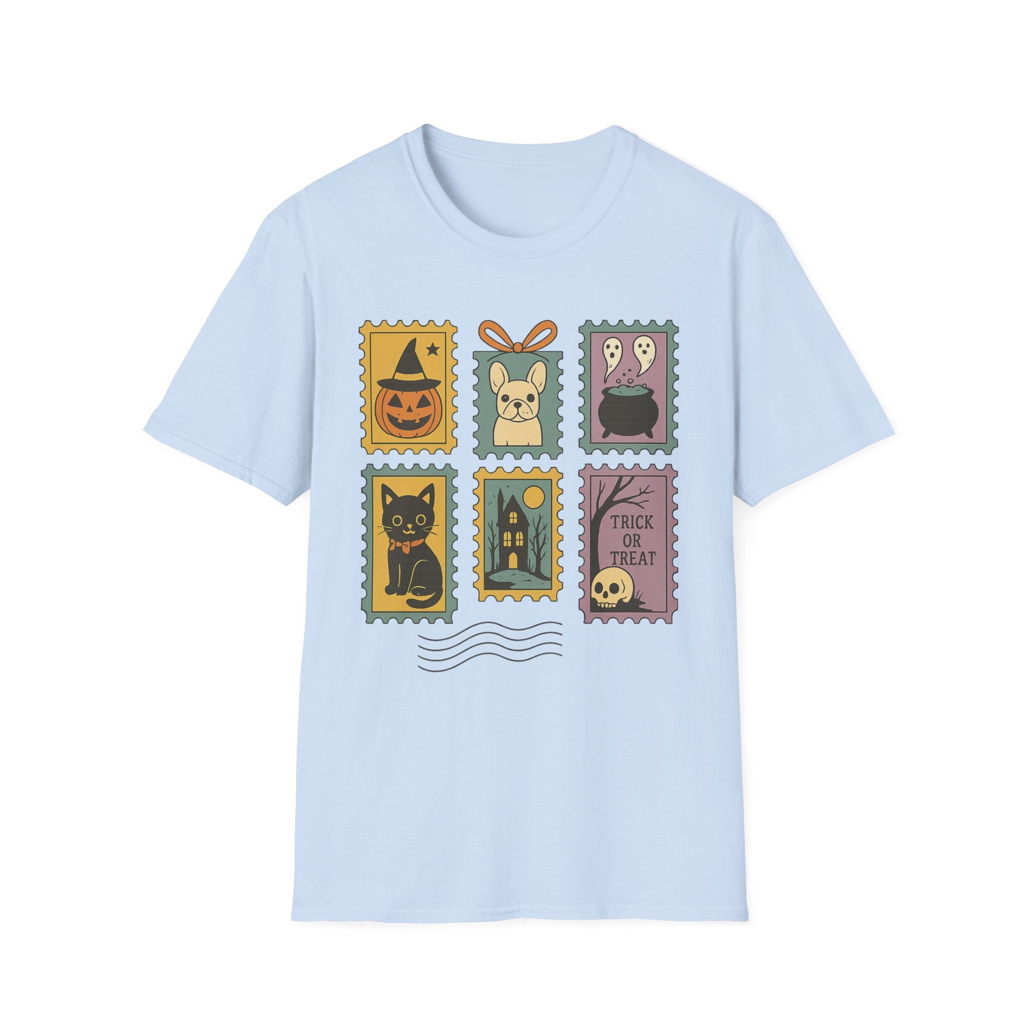Halloween Stamps T-Shirt — Cute Halloween Postage Graphic Tee (Trick or Treat)