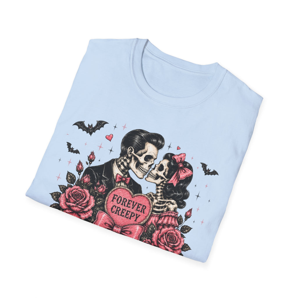 Forever Creepy Skull Couple T-Shirt — Gothic Romantic Halloween Tee - Boo Crew Boutique