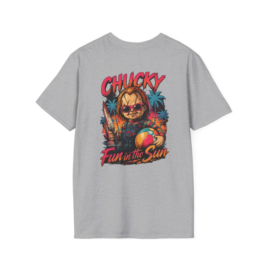 Chucky "Wanna Play?" Back Print Horror T-Shirt - Boo Crew Boutique