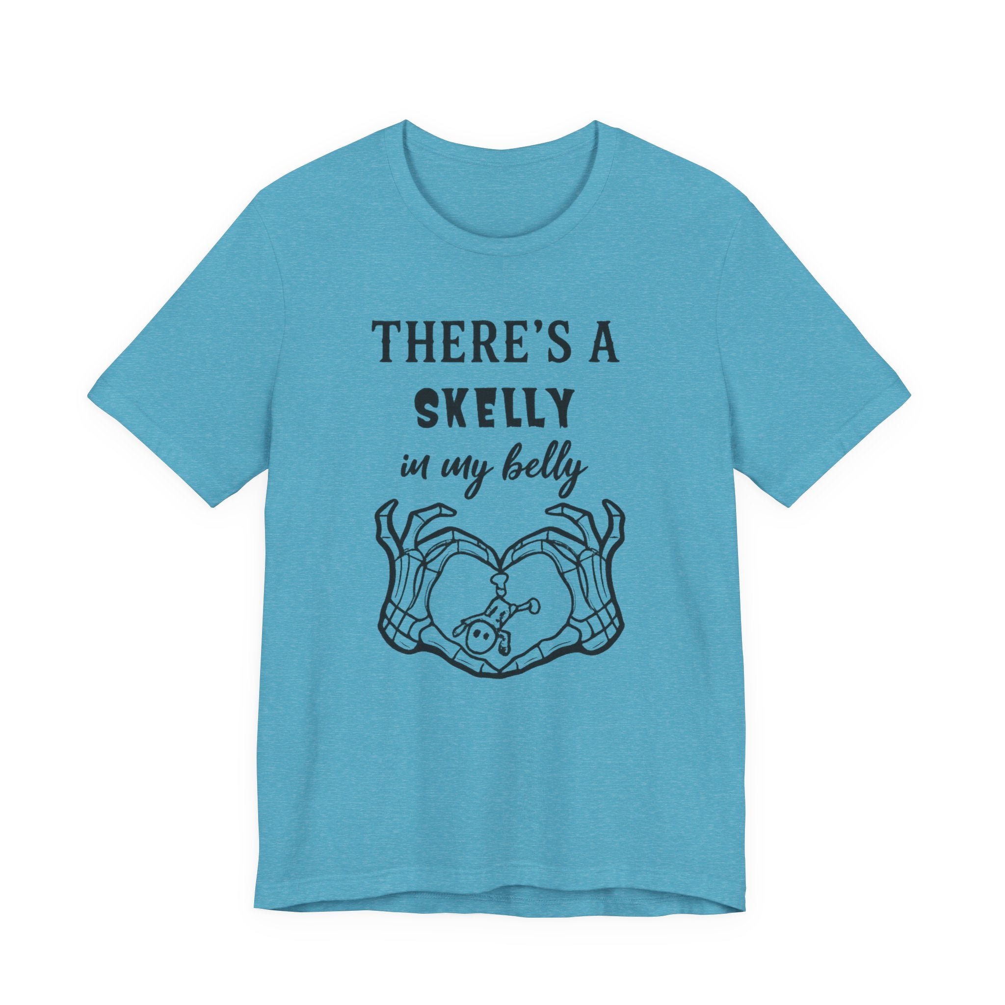 Theres a Skelly in My Belly Maternity Tee — Cute Skeleton Heart Pregnancy Shirt - Boo Crew Boutique