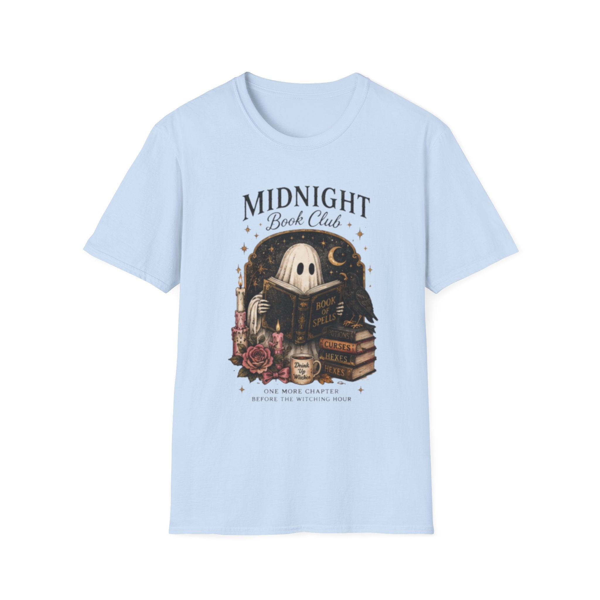 Midnight Book Club T-Shirt — Spooky Ghost Reader Graphic Tee