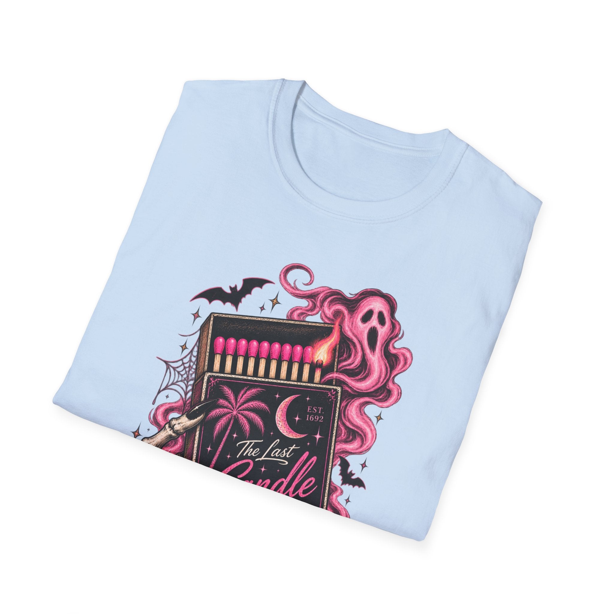 Matchbox Candle Graphic Tee — Pink Gothic Matchbox Design - Boo Crew Boutique