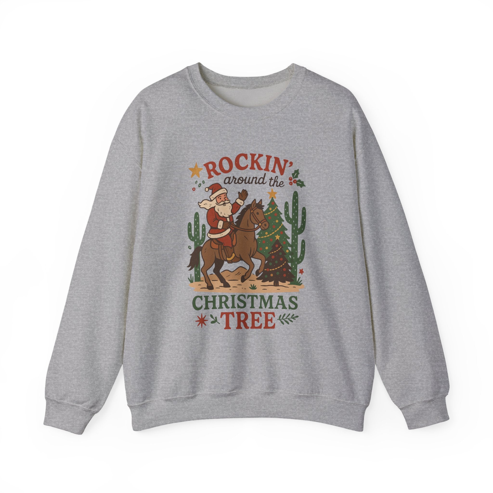 Western Cowboy Santa Christmas Sweatshirt, Unisex Crewneck Jumper, Holiday Festival Pullover, Country Music Xmas Top, Xmas Cowgirl Attire