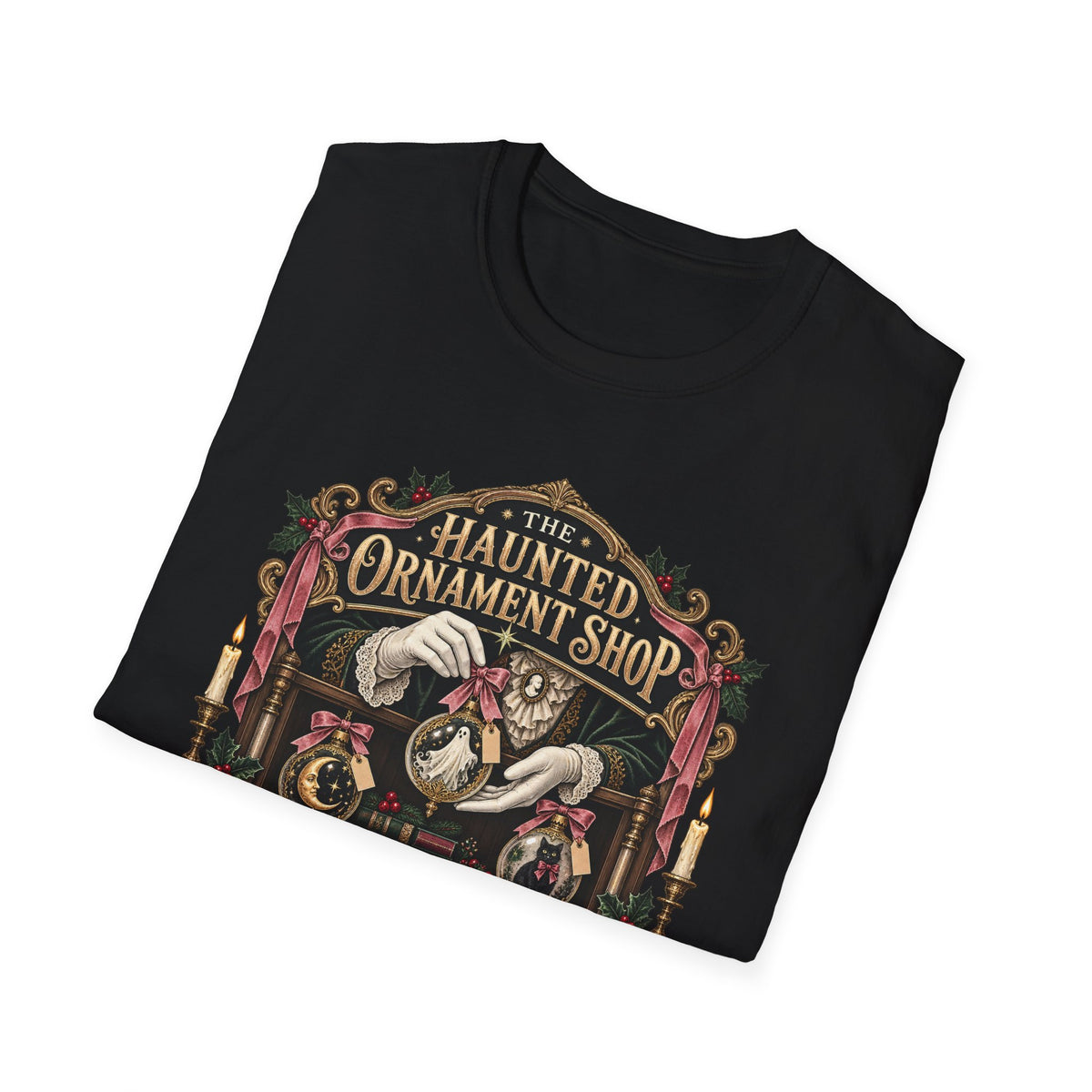 Haunted Ornament Shop T-Shirt — Vintage Halloween Horror Graphic Tee - Boo Crew Boutique