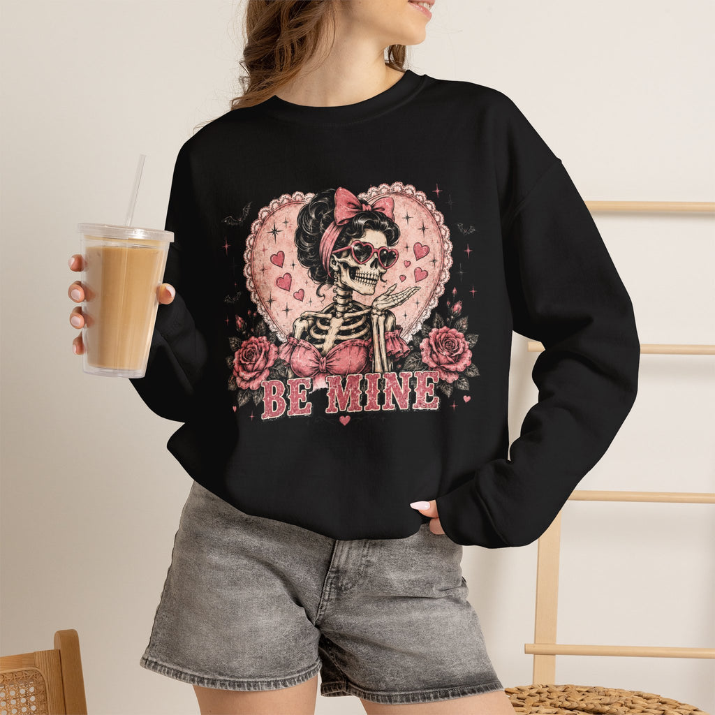 Valentine Skull 'Be Mine' Crewneck Sweatshirt