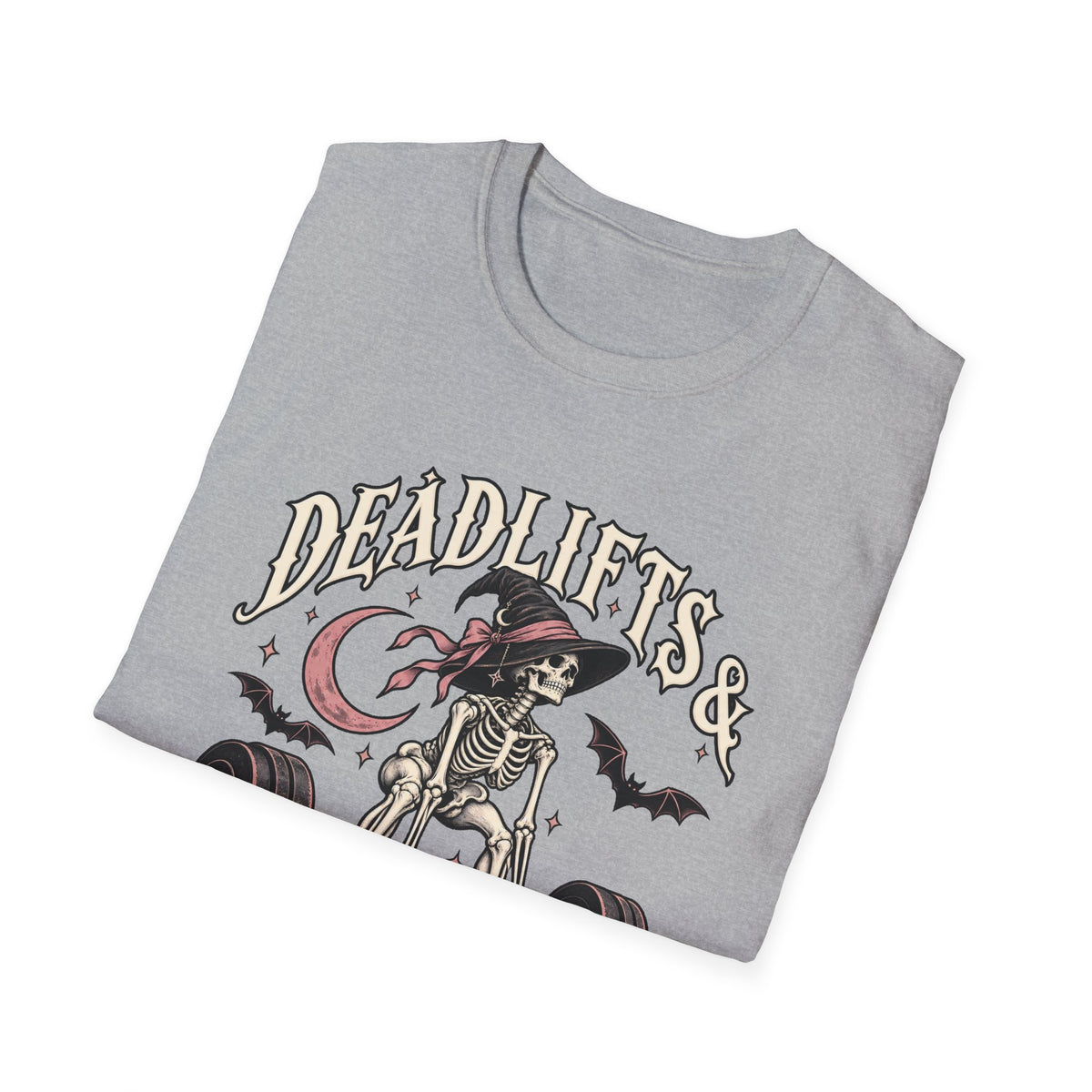 Deadlifts & Dark Magic T-Shirt — Skeleton Weightlifting Gym Tee - Boo Crew Boutique