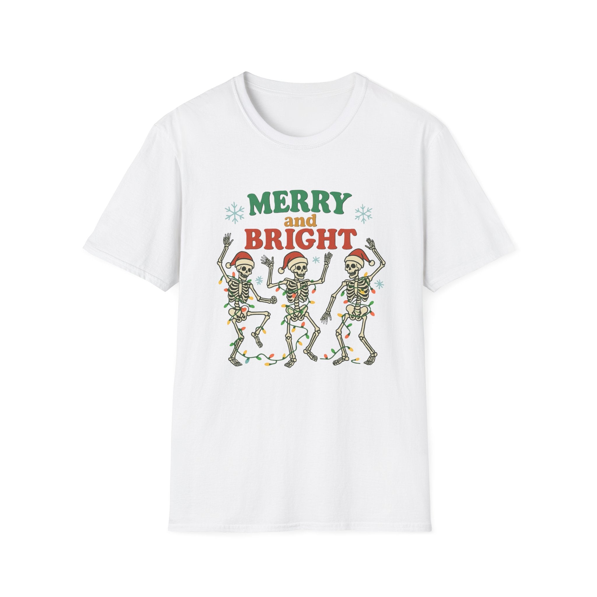 Merry and Bright Dancing Skeletons Christmas T-Shirt - Boo Crew Boutique