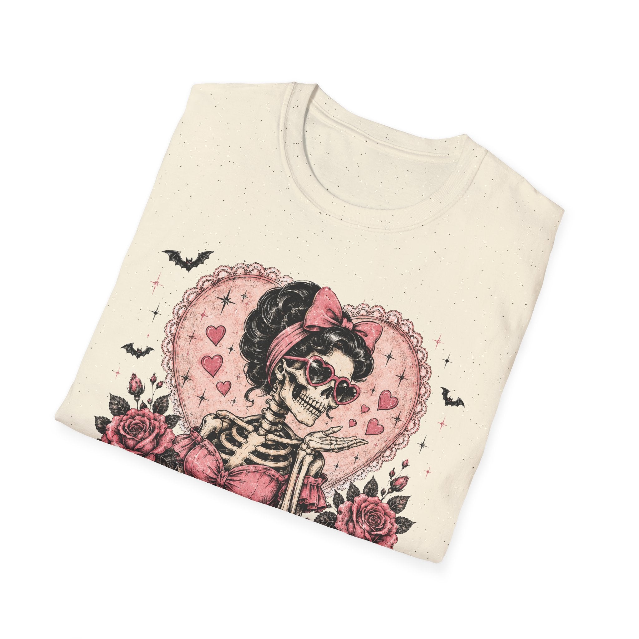 Valentine Skeleton Tee — "Be Mine" Retro Heart Skull T-Shirt - Boo Crew Boutique