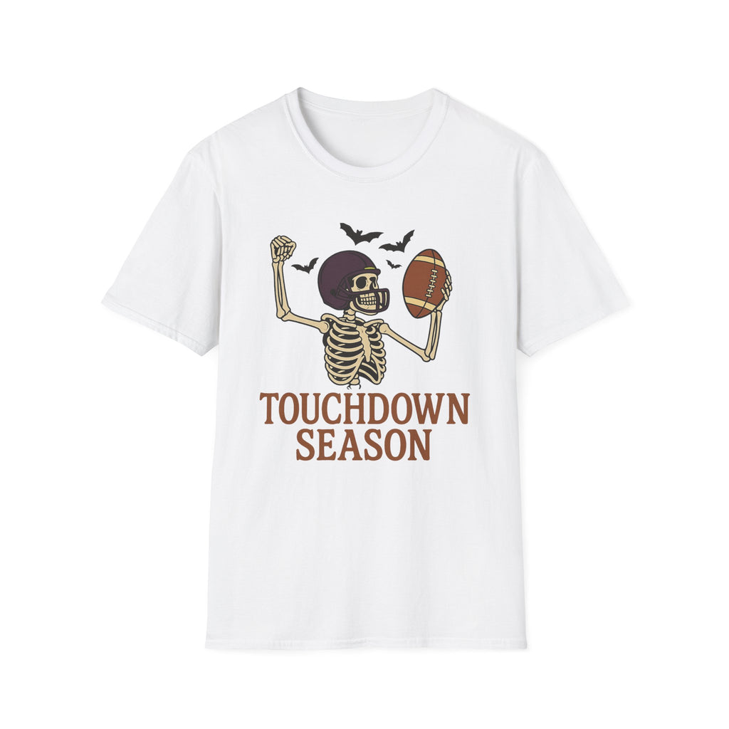 Touchdown Season Football T‑Shirt — Skeleton Player Halloween Game Day Tee - Boo Crew Boutique