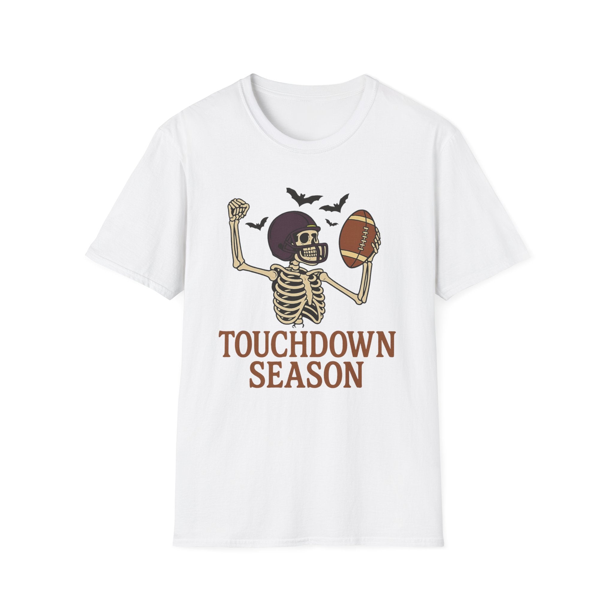 Touchdown Season Football T‑Shirt — Skeleton Player Halloween Game Day Tee - Boo Crew Boutique