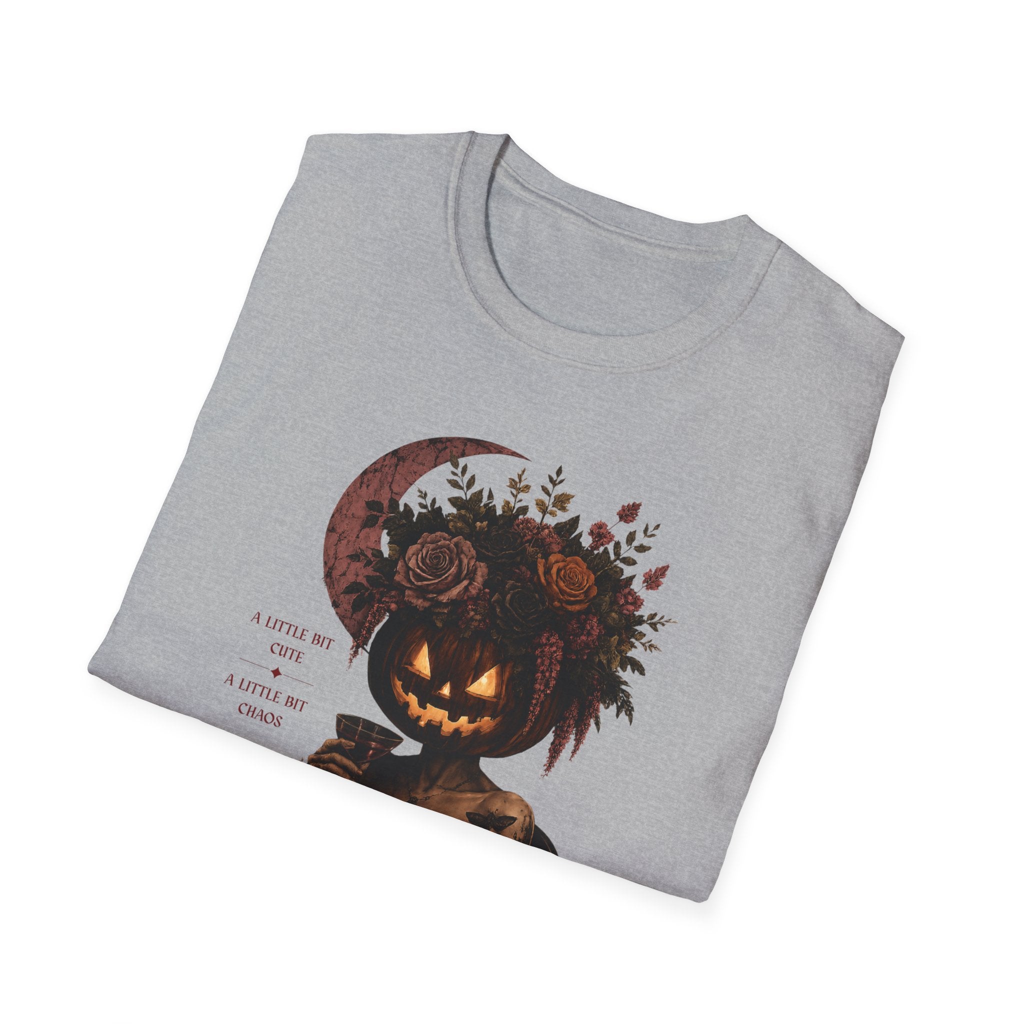 A Little Bit Cute, A Little Bit Chaos T-Shirt — Gothic Pumpkin Head Tee - Boo Crew Boutique