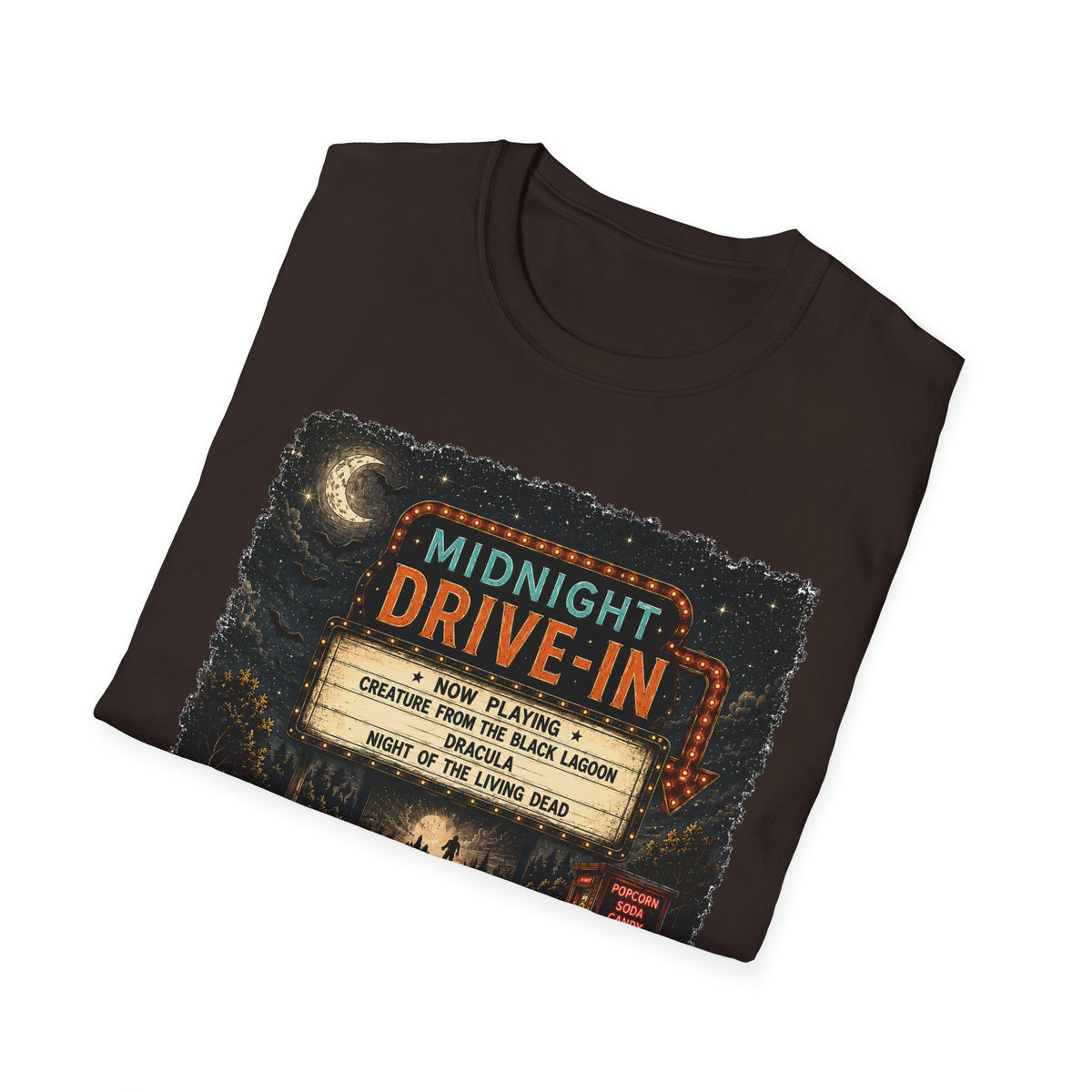 Midnight Drive-In T-Shirt — Vintage Horror Marquee Graphic Tee - Boo Crew Boutique
