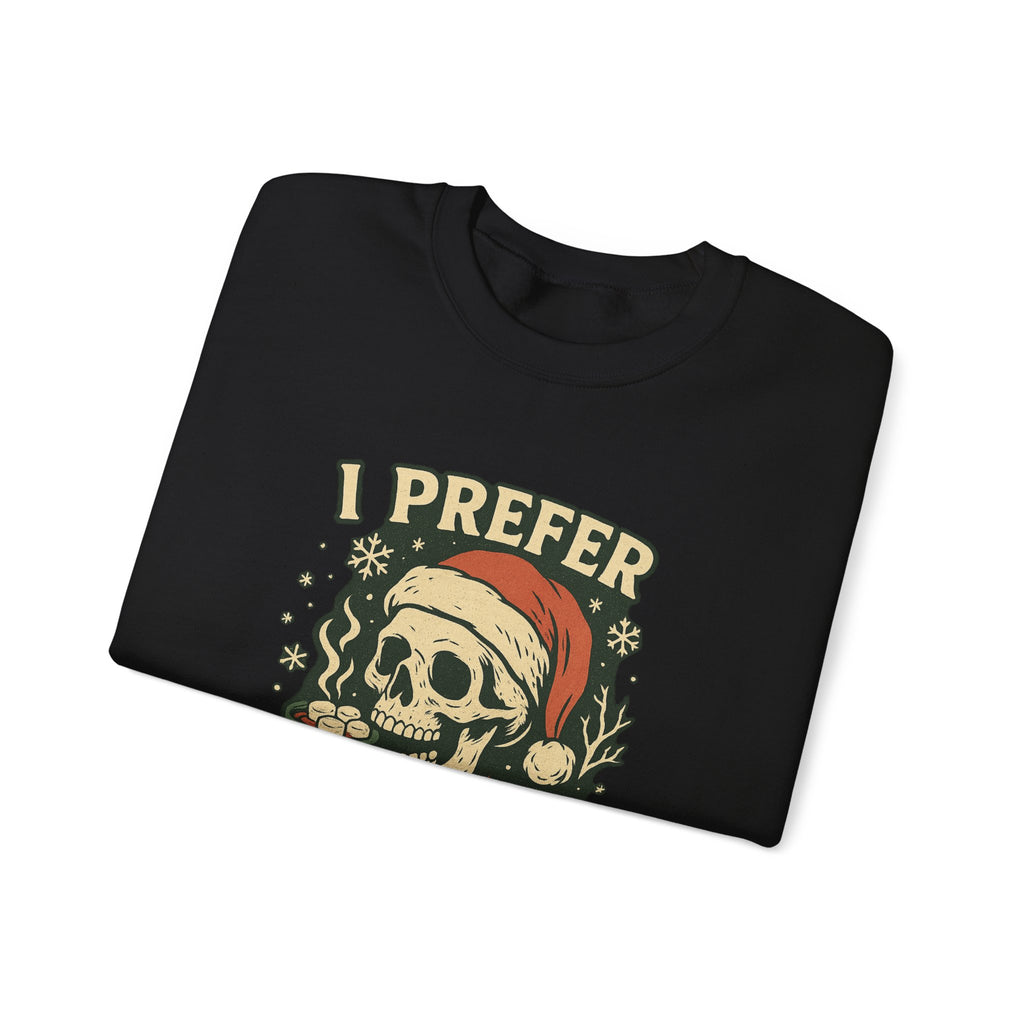 I Prefer Halloween skull with Santa hat Sweatshirt | Halloween Christmas mashup - Boo Crew Boutique