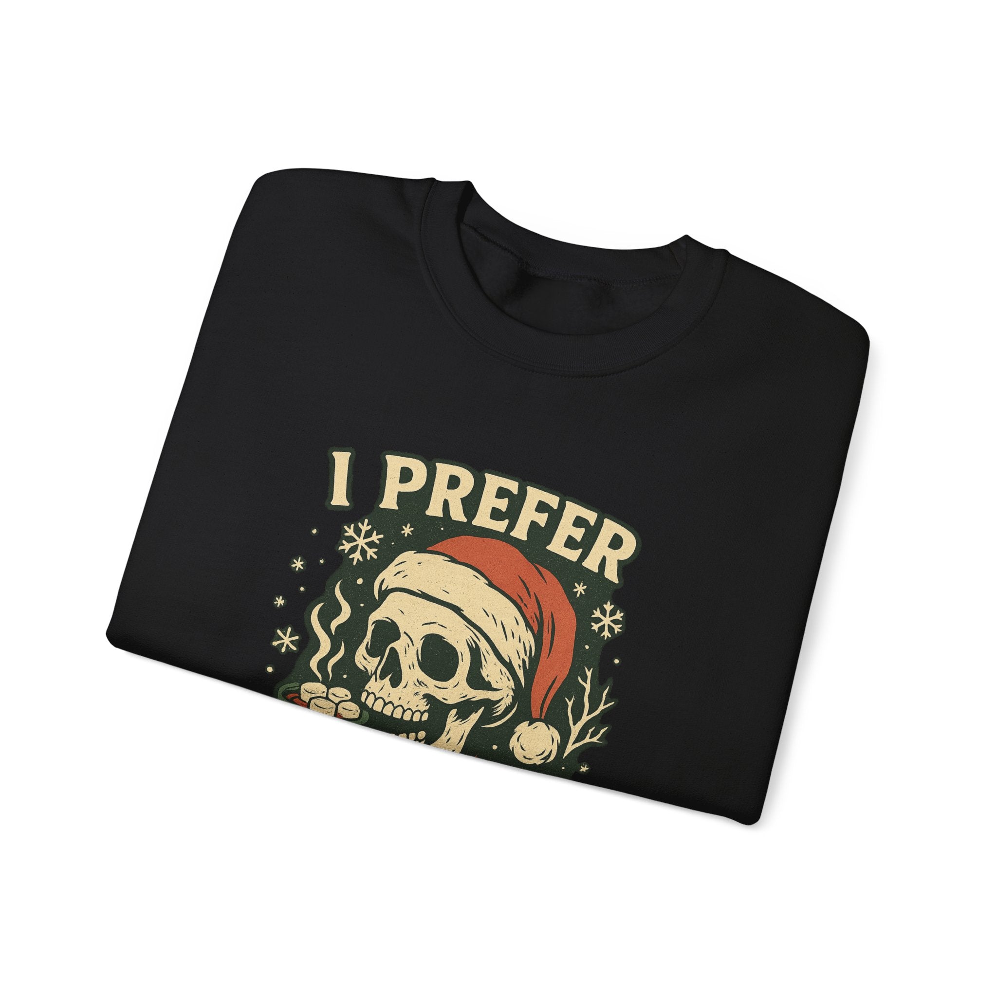I Prefer Halloween skull with Santa hat Sweatshirt | Halloween Christmas mashup - Boo Crew Boutique
