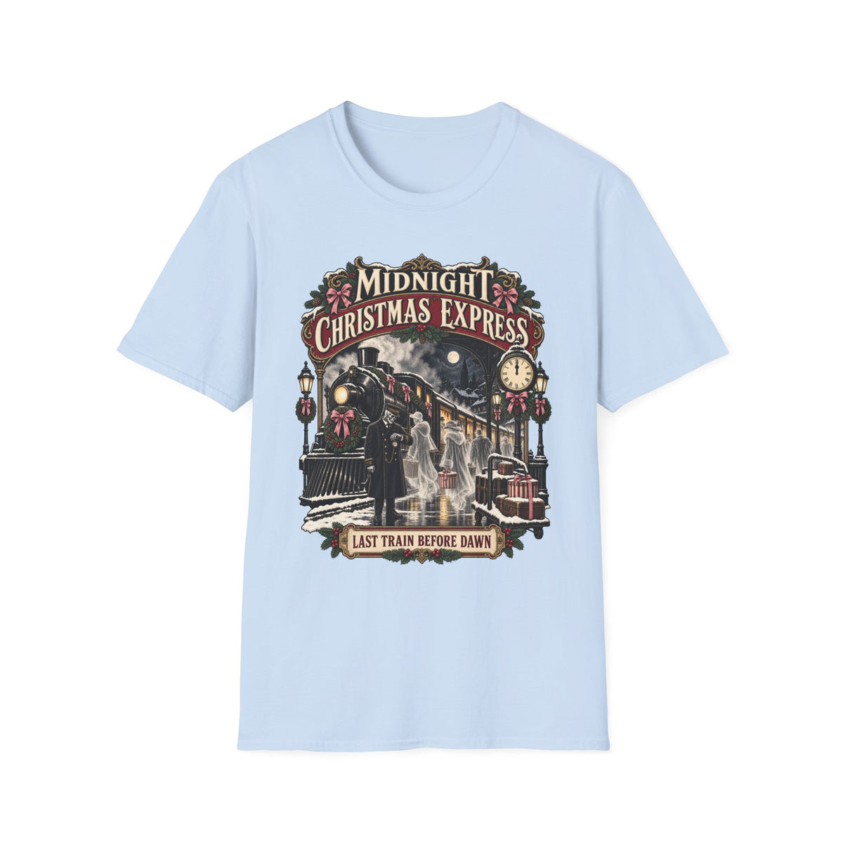 Midnight Christmas Express T-Shirt — Last Train Before Dawn Holiday Tee